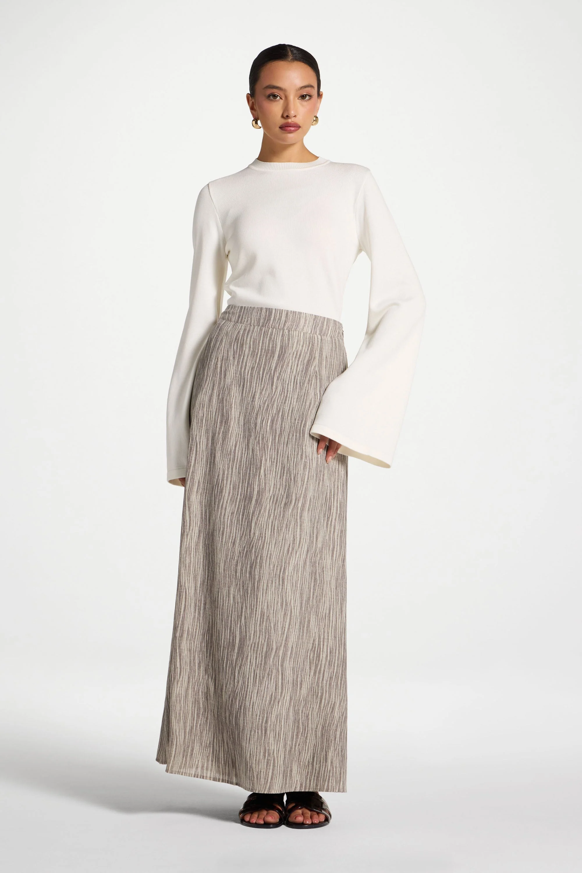 Printed Maxi Skirt - Taupe - Image 2