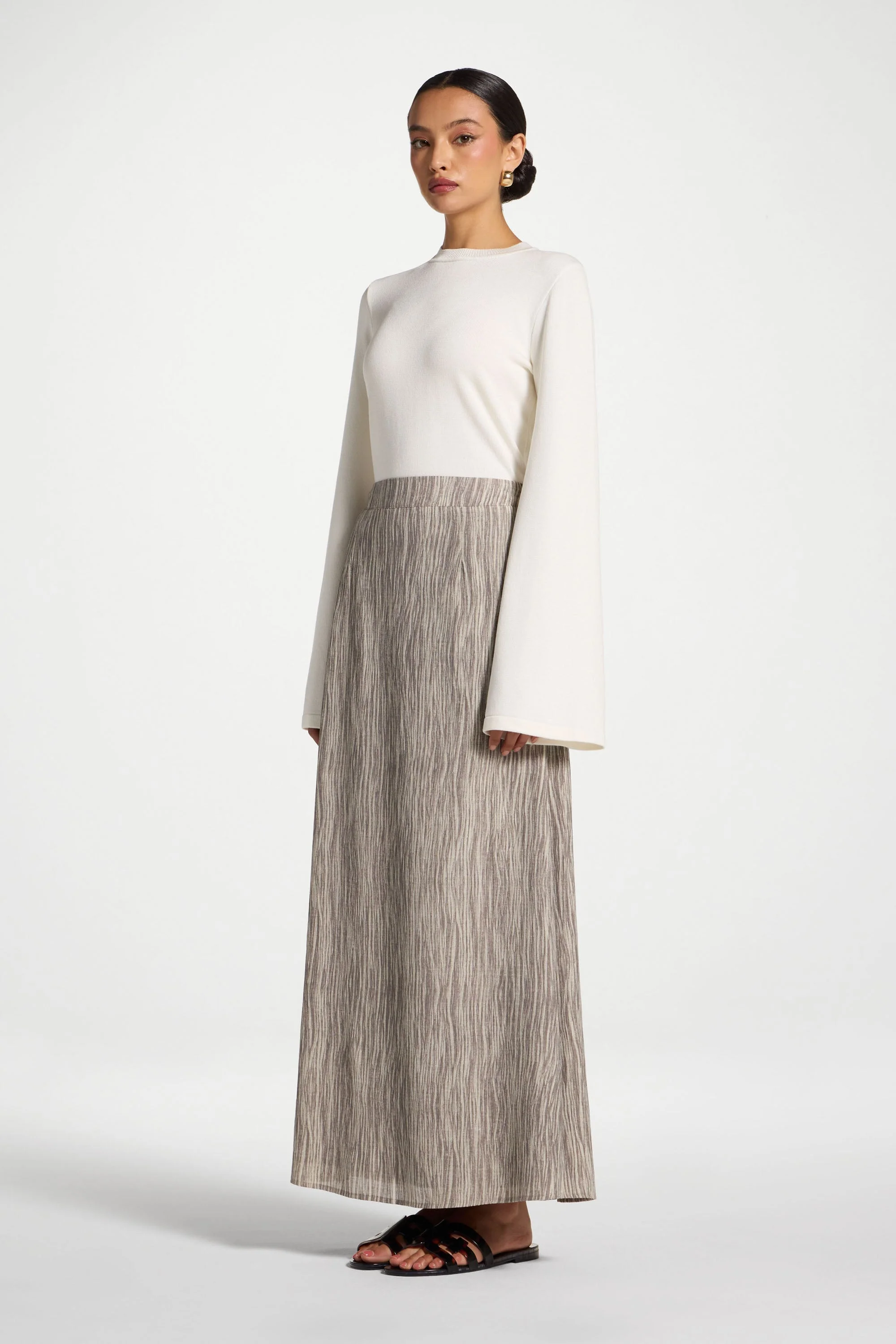Printed Maxi Skirt - Taupe - Image 4