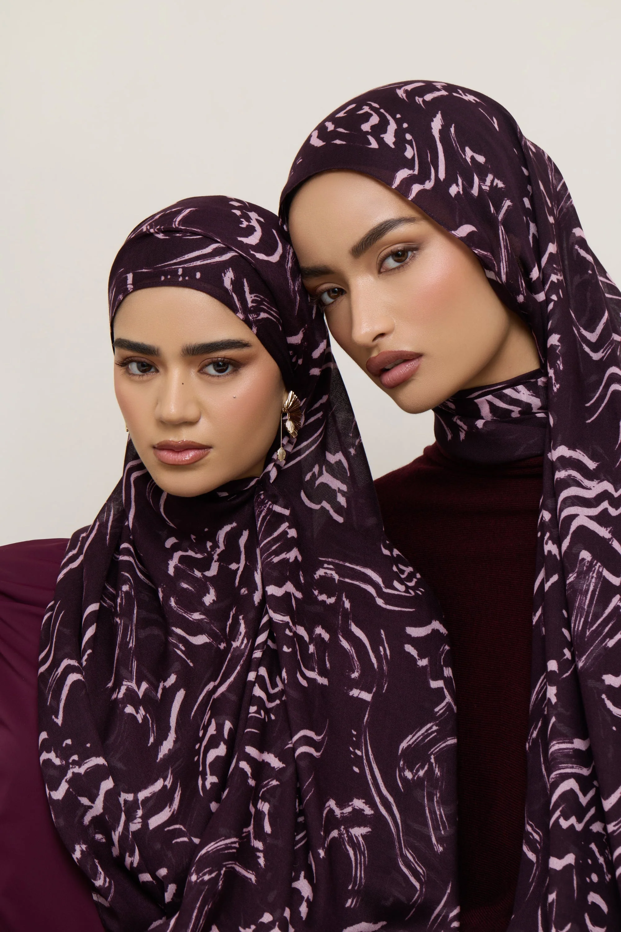 Printed Modal Hijab - Abstract Plum