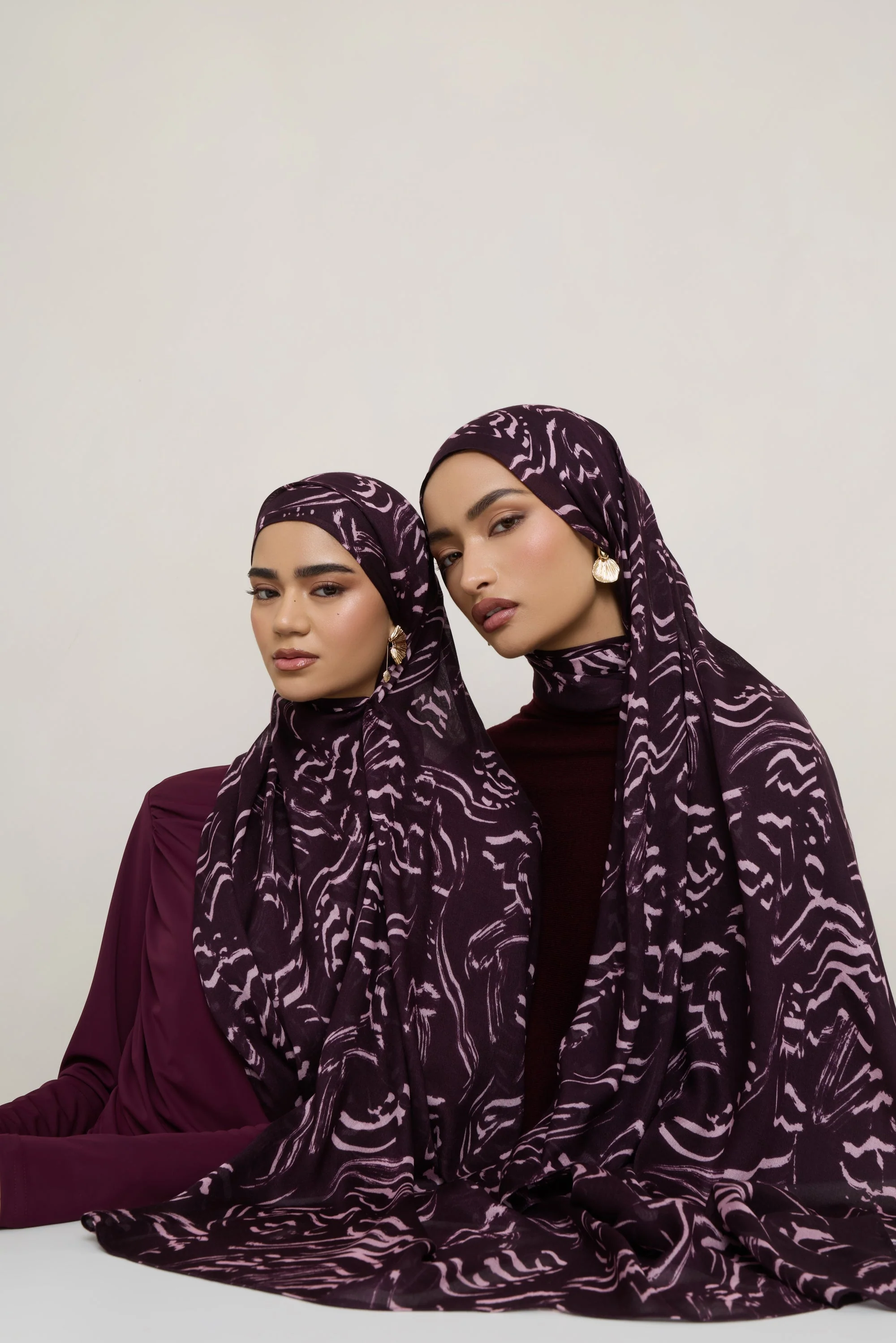 Printed Modal Hijab - Abstract Plum - Image 6