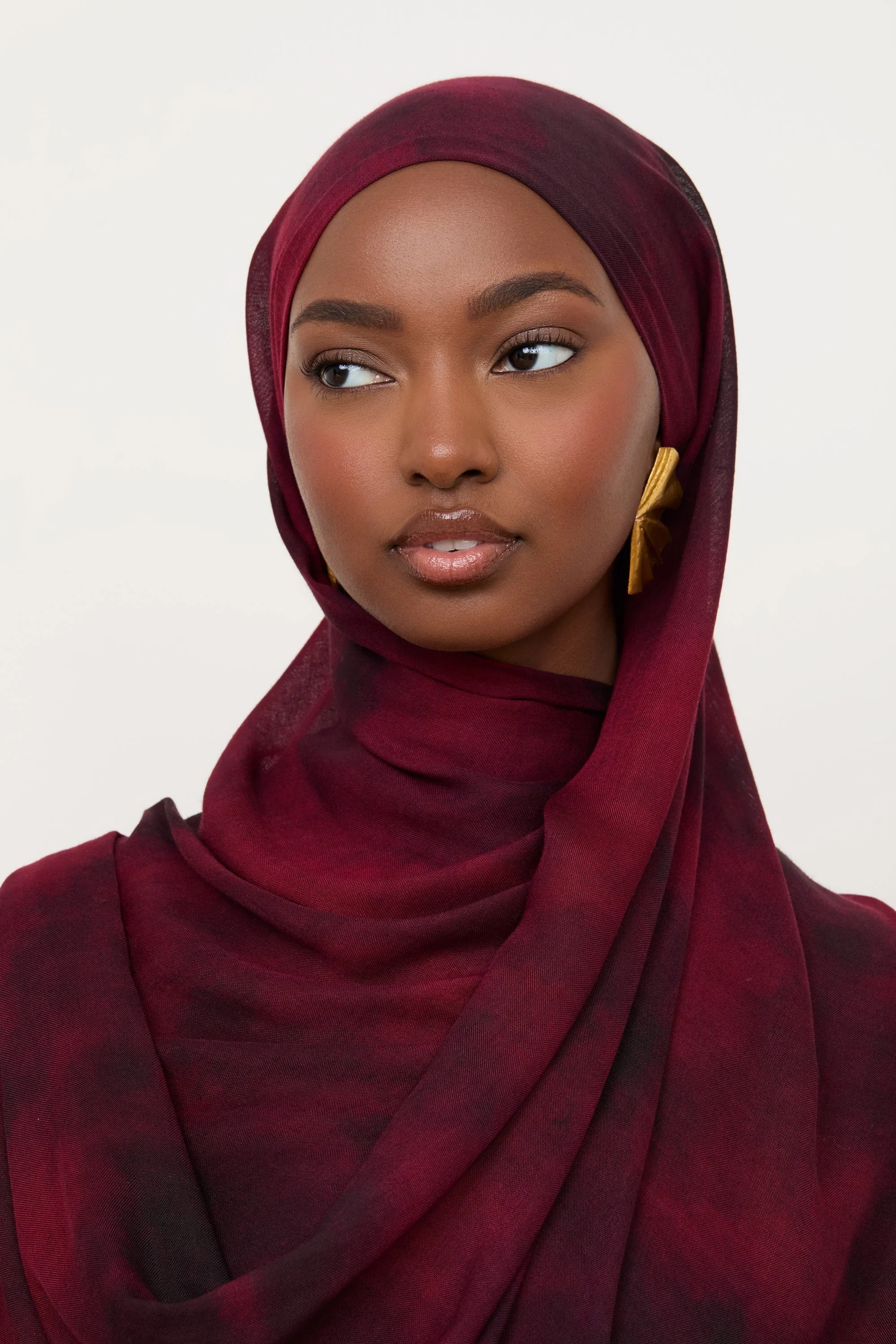 Printed Modal Hijab - Black Ruby - Image 3