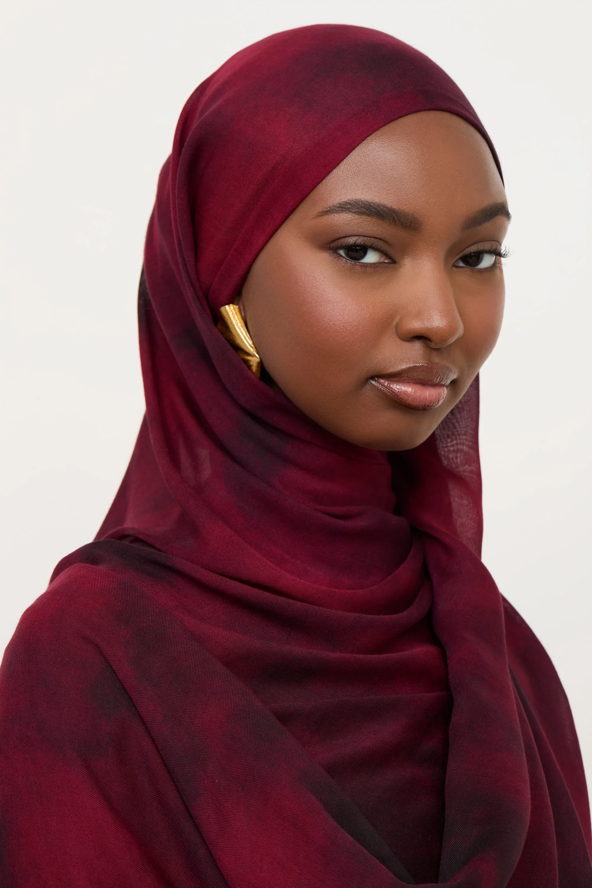 Printed Modal Hijab - Black Ruby - Image 4