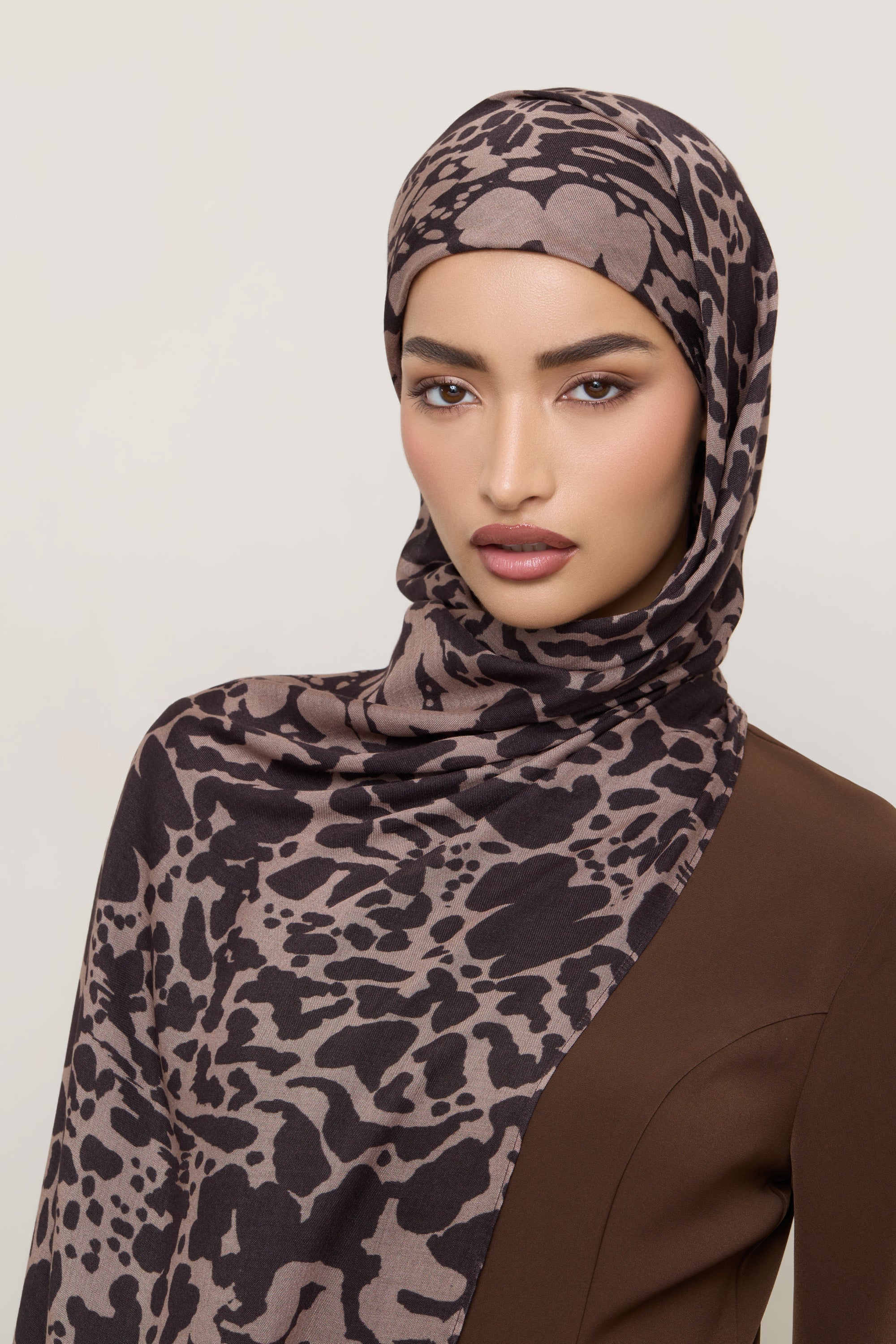 Printed Modal Hijab - Chocolate Spots - Image 5