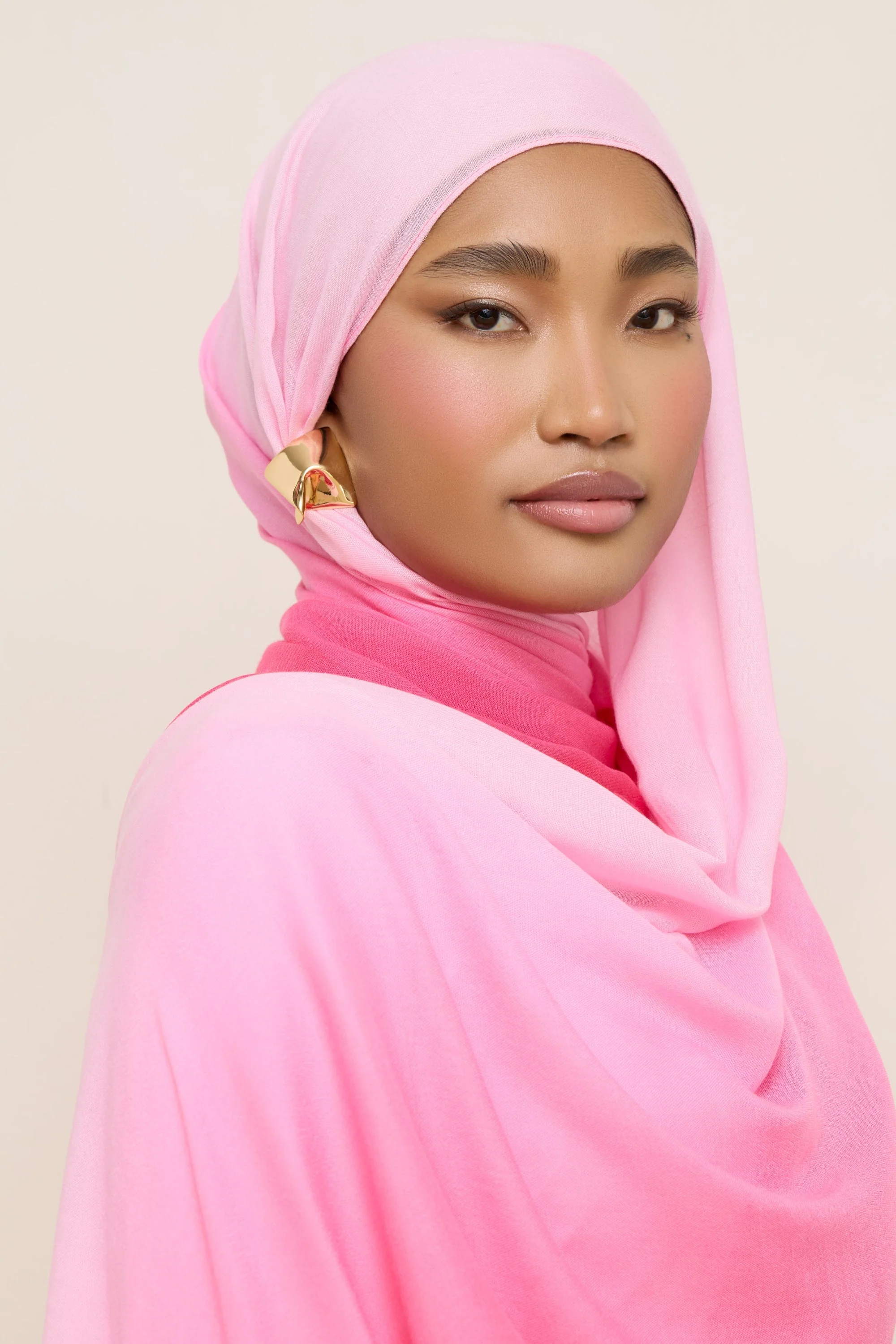 Ombre Modal Hijab - Coral - Image 5