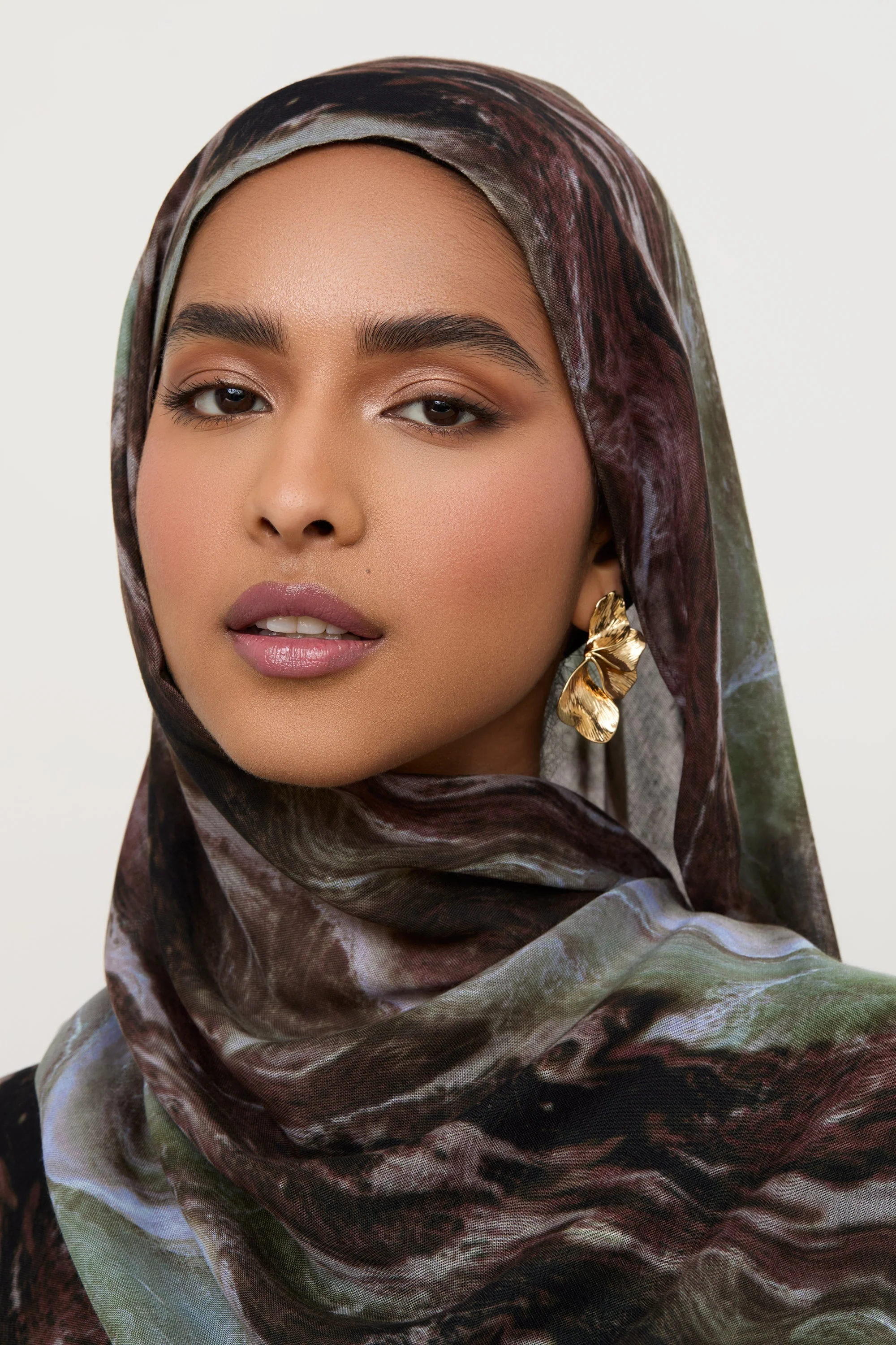 Printed Modal Hijab - Earth Marble - Image 2
