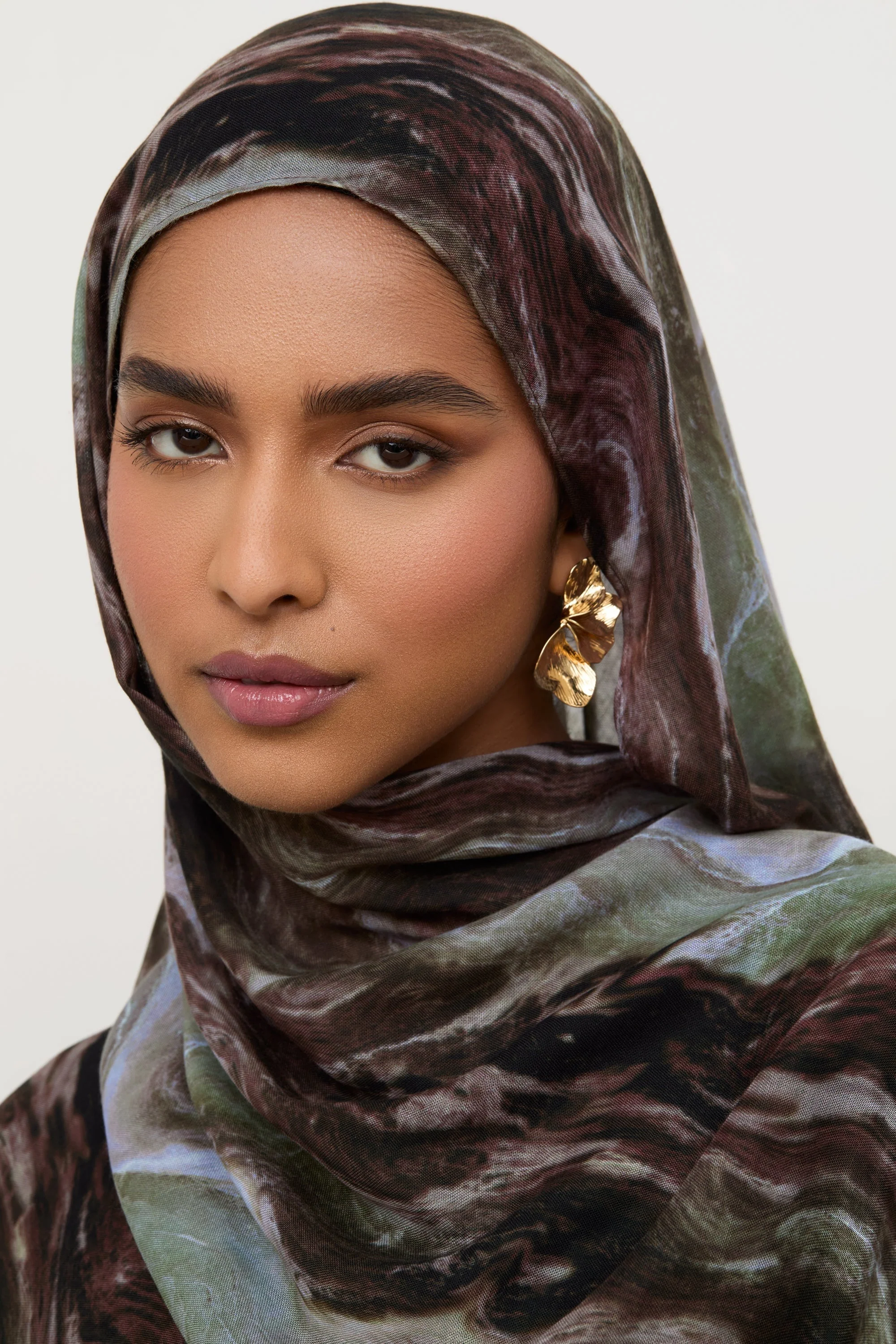 Printed Modal Hijab - Earth Marble - Image 3