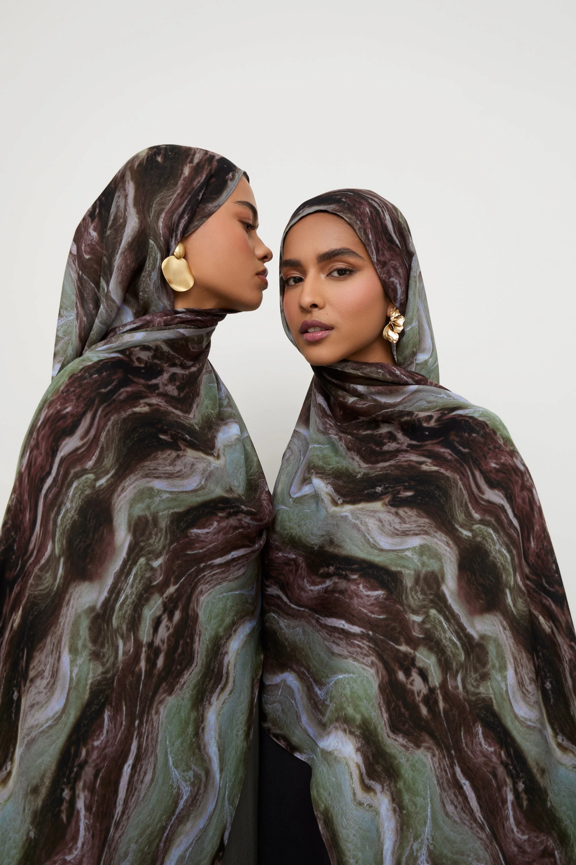 Printed Modal Hijab - Earth Marble - Image 4