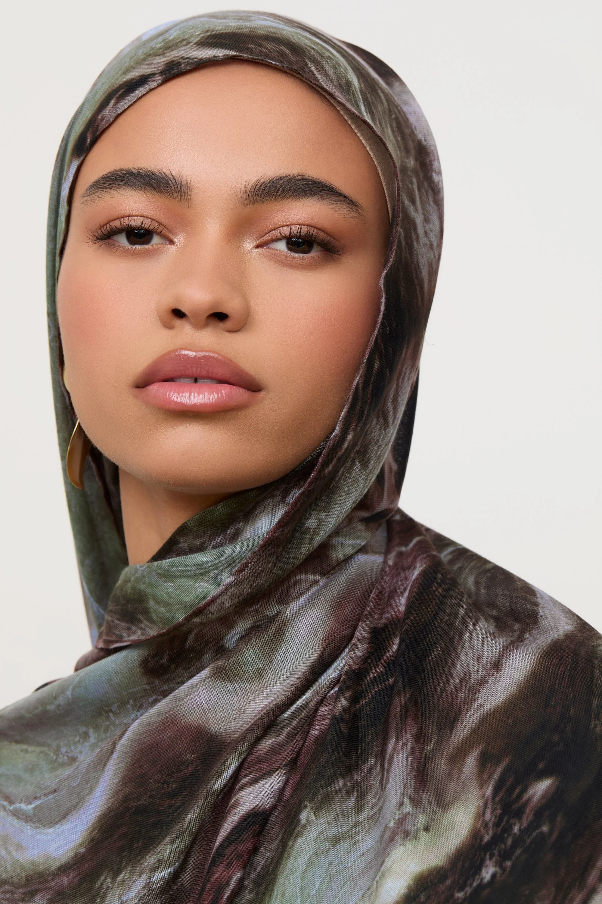 Printed Modal Hijab - Earth Marble - Image 6