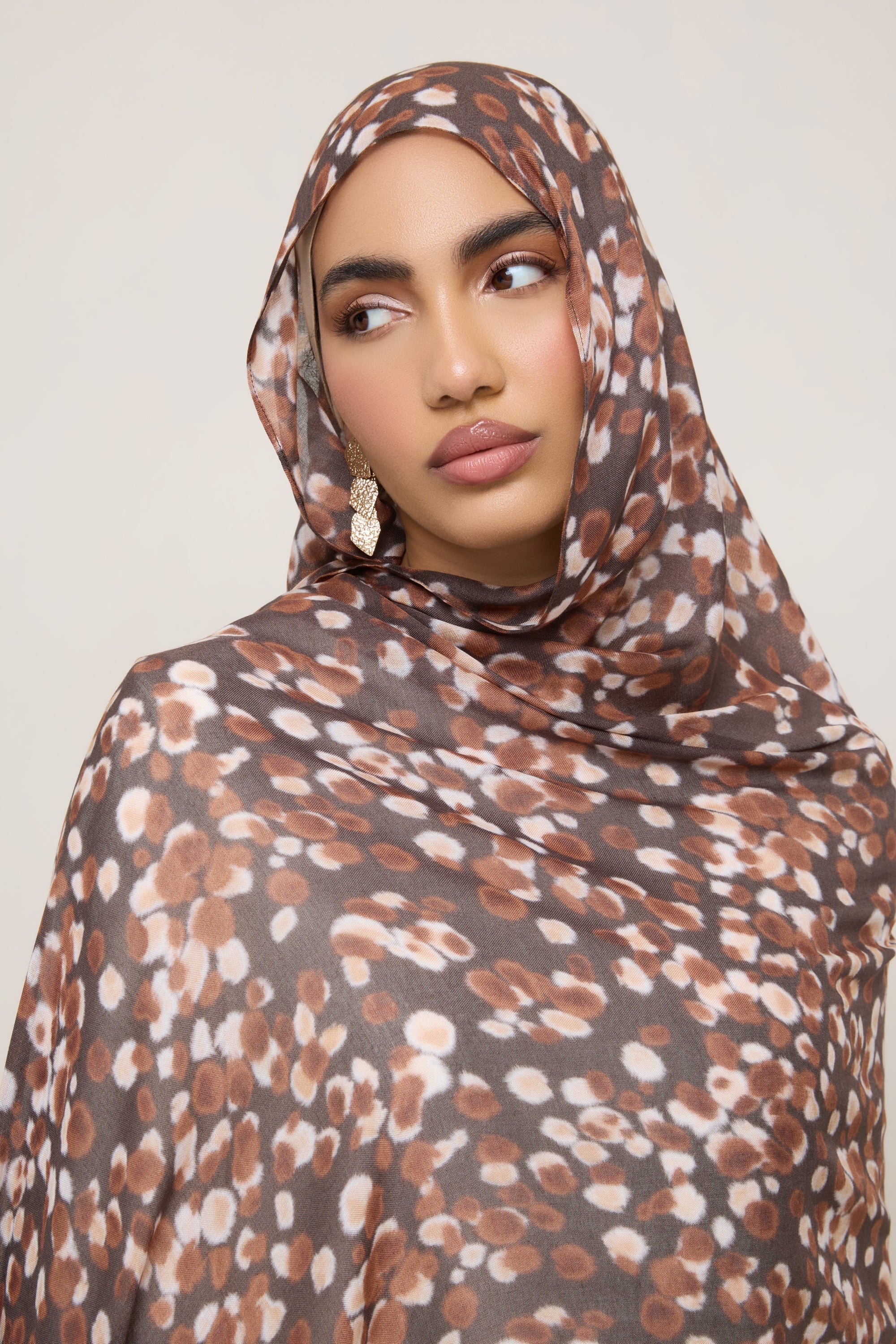 Printed Modal Hijab - Fawn Spots - Image 3