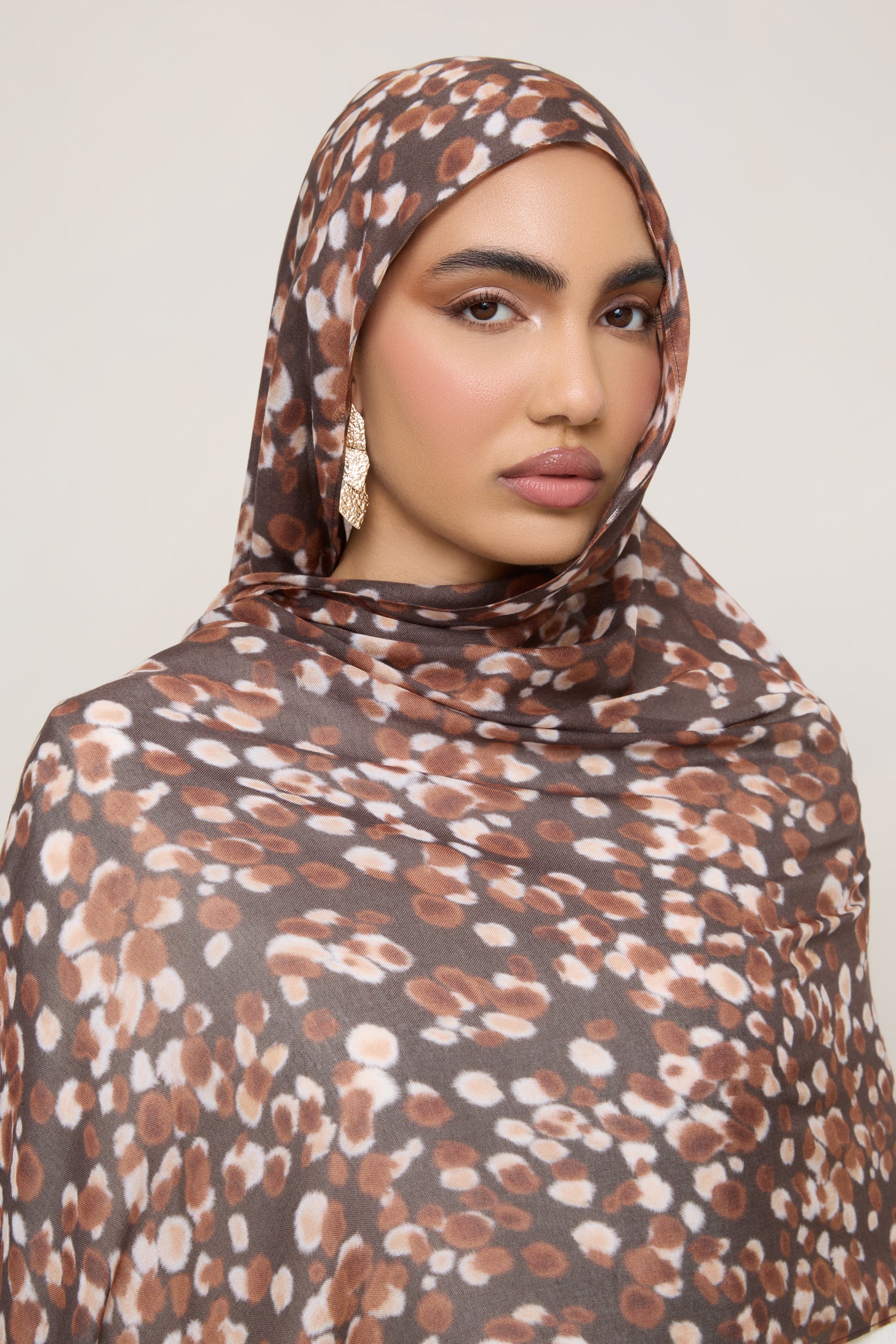 Printed Modal Hijab - Fawn Spots - Image 4