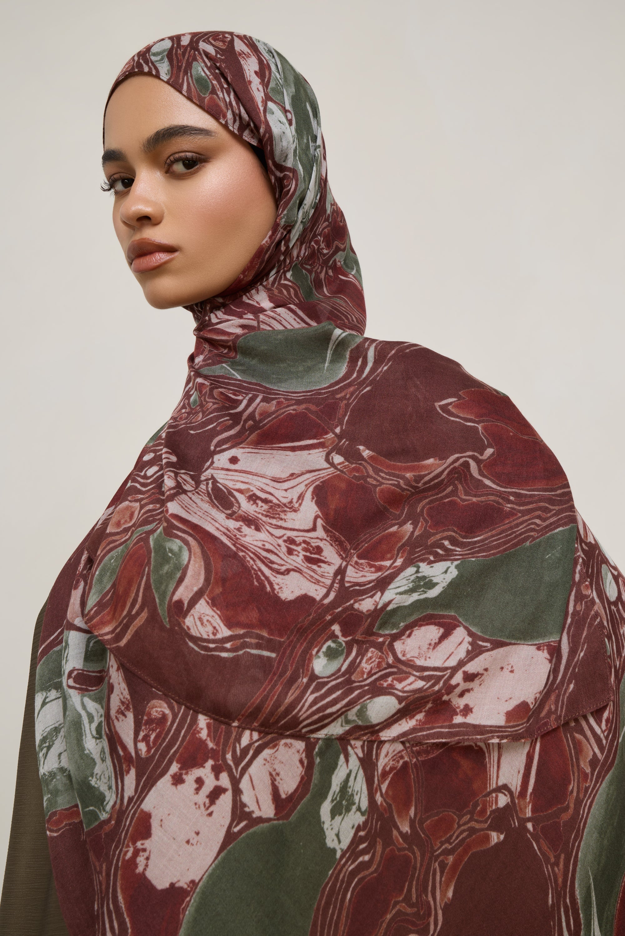 Printed Modal Hijab - Marble Swirl - Image 2
