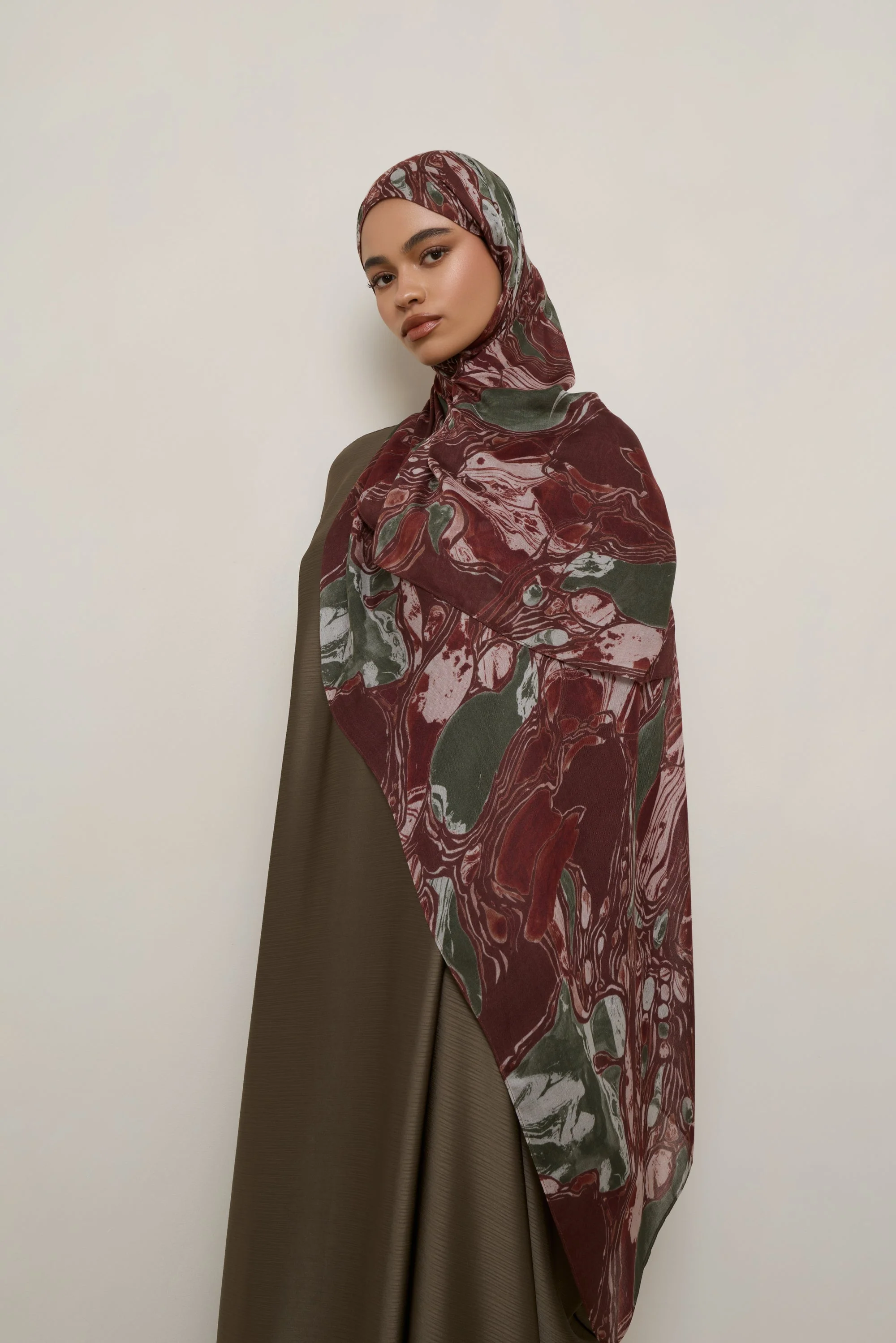 Printed Modal Hijab - Marble Swirl - Image 4