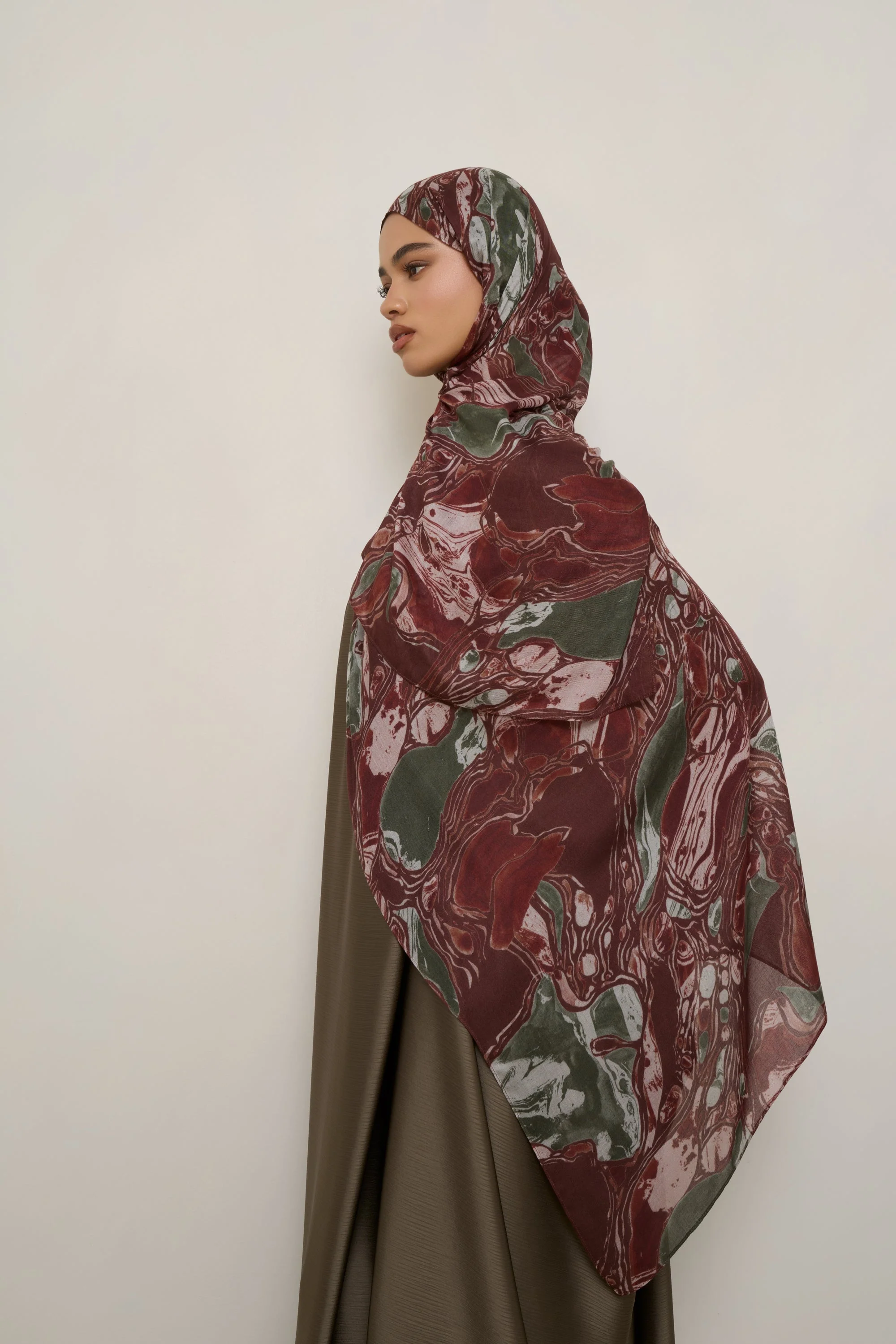 Printed Modal Hijab - Marble Swirl - Image 5