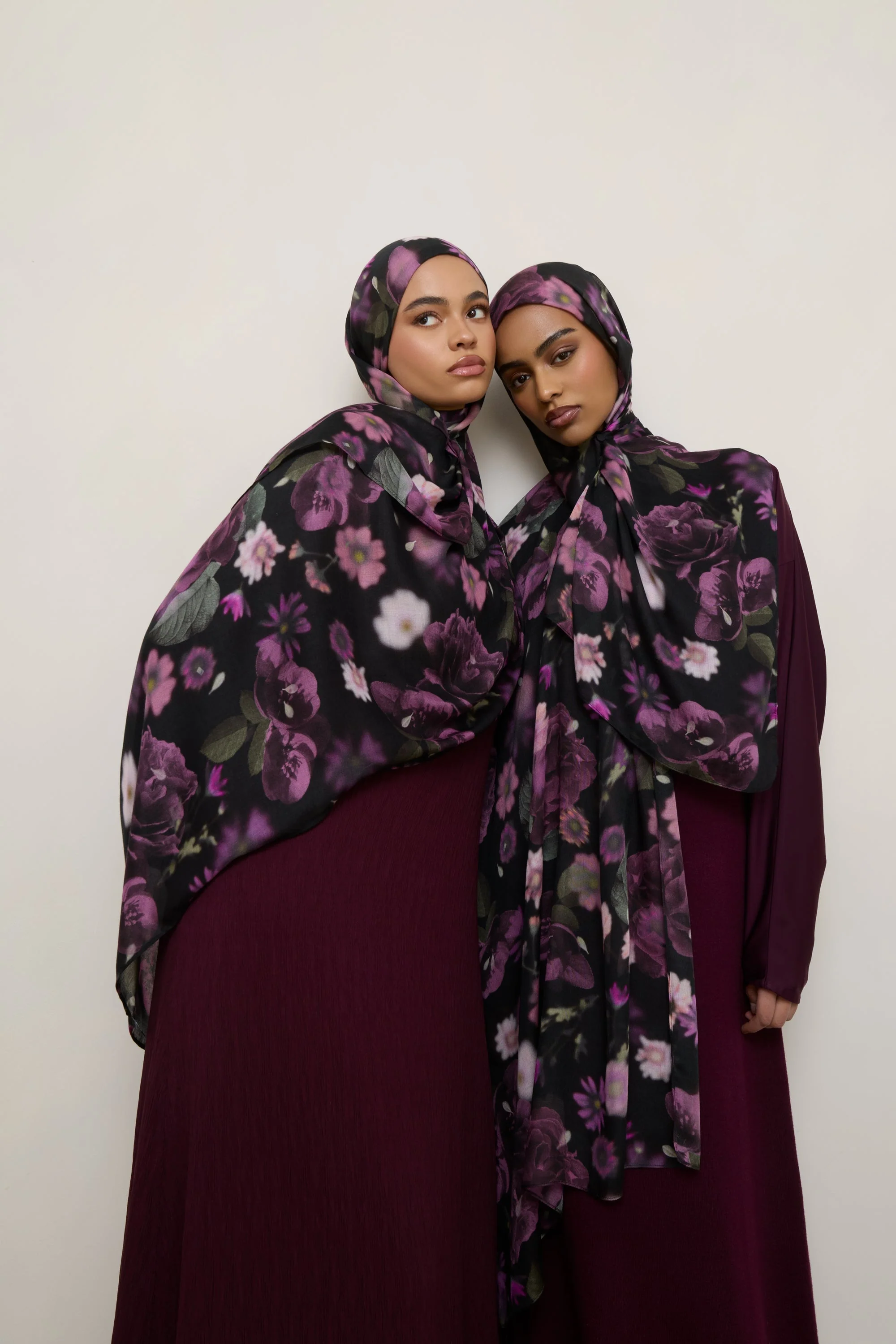 Printed Modal Hijab - Midnight Bouquet - Image 2