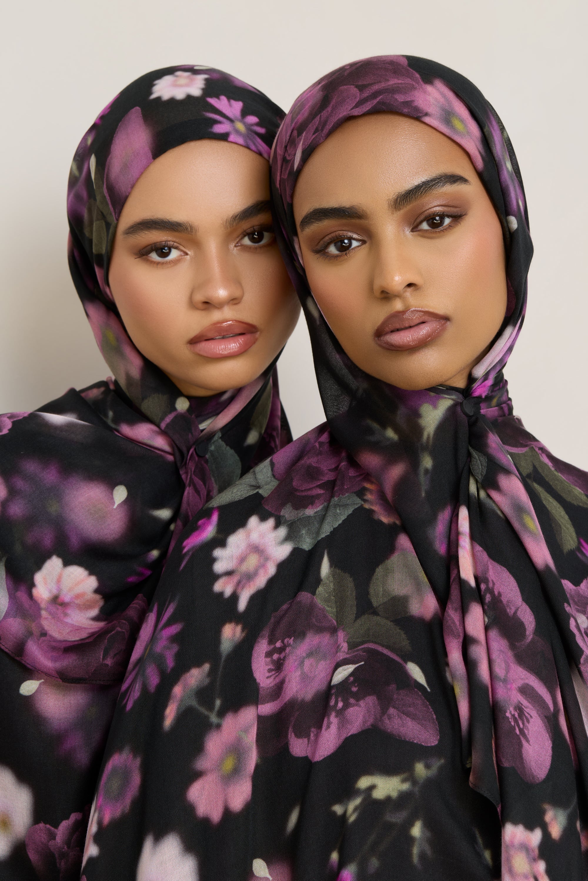 Printed Modal Hijab - Midnight Bouquet - Image 3