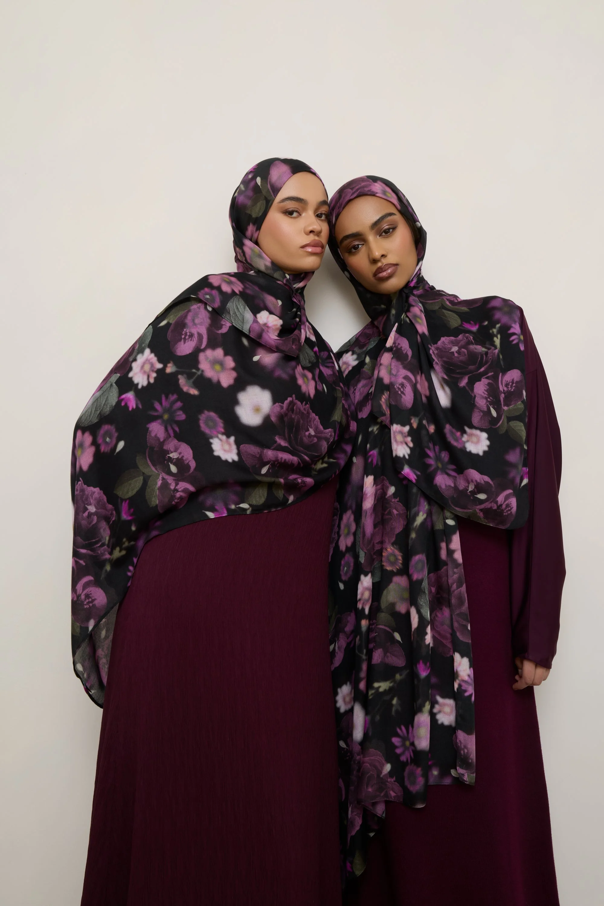 Printed Modal Hijab - Midnight Bouquet - Image 4
