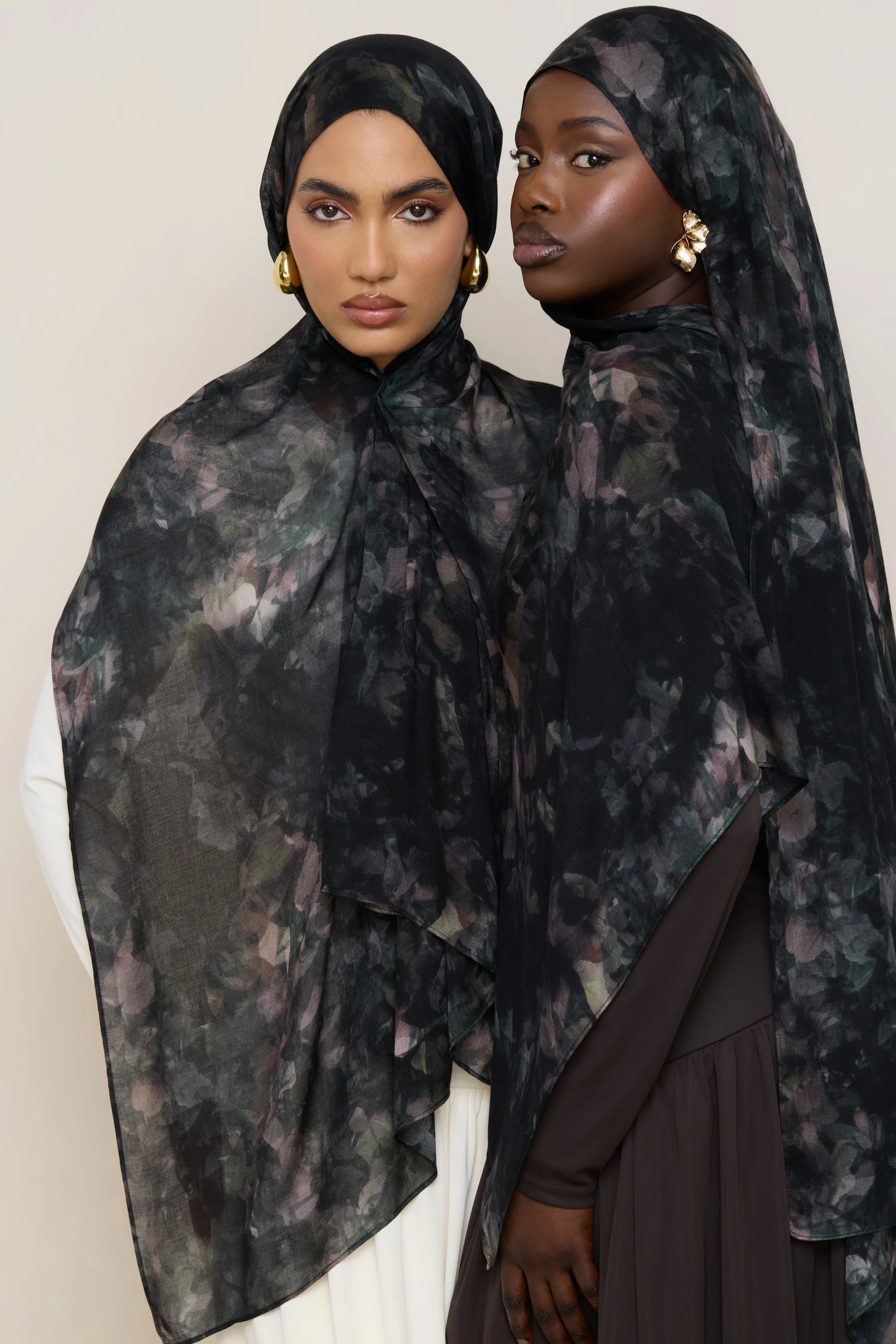 Printed Modal Hijab - Midnight Flora - Image 4