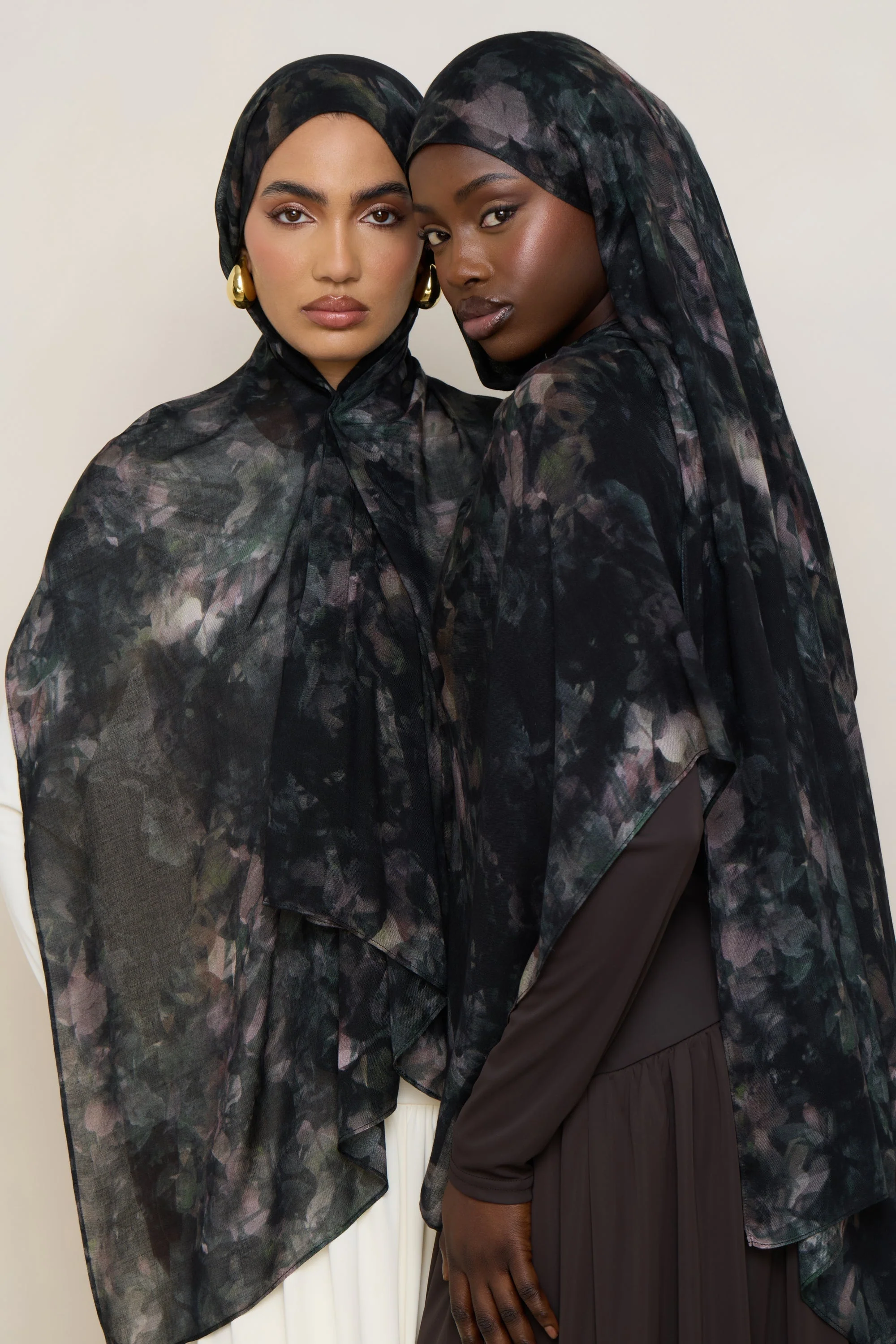 Printed Modal Hijab - Midnight Flora - Image 5
