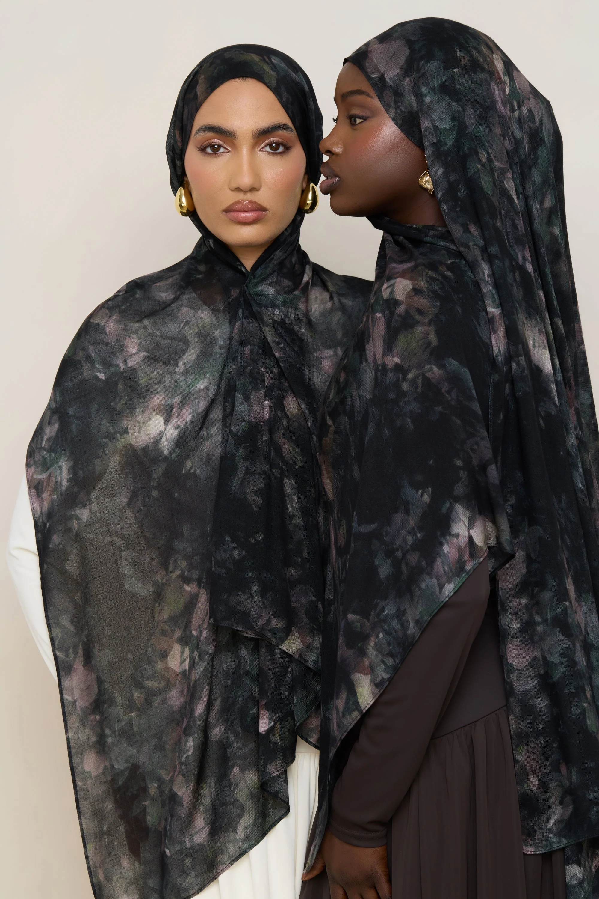 Printed Modal Hijab - Midnight Flora - Image 7