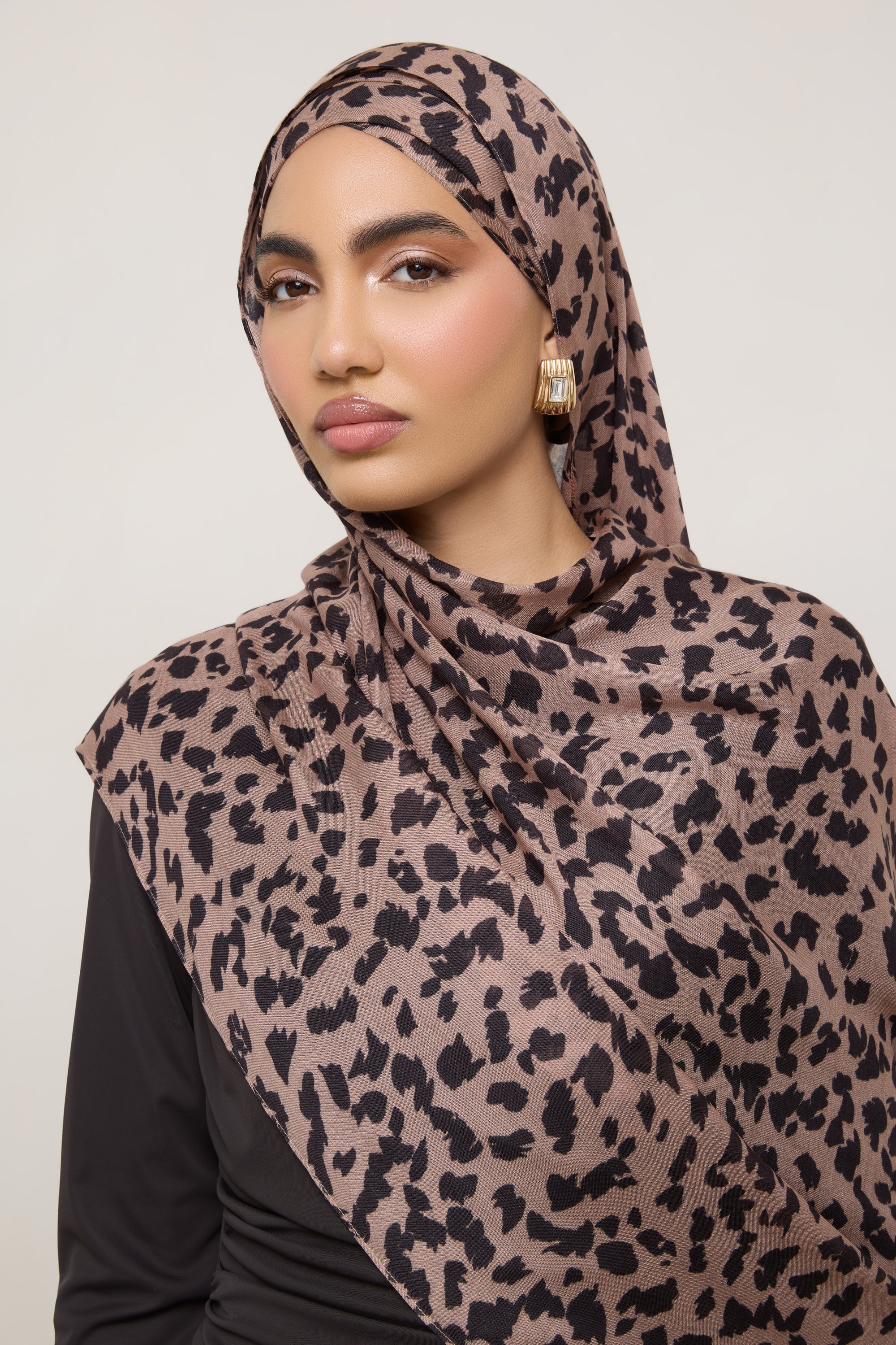Printed Modal Hijab - Mocha Leopard