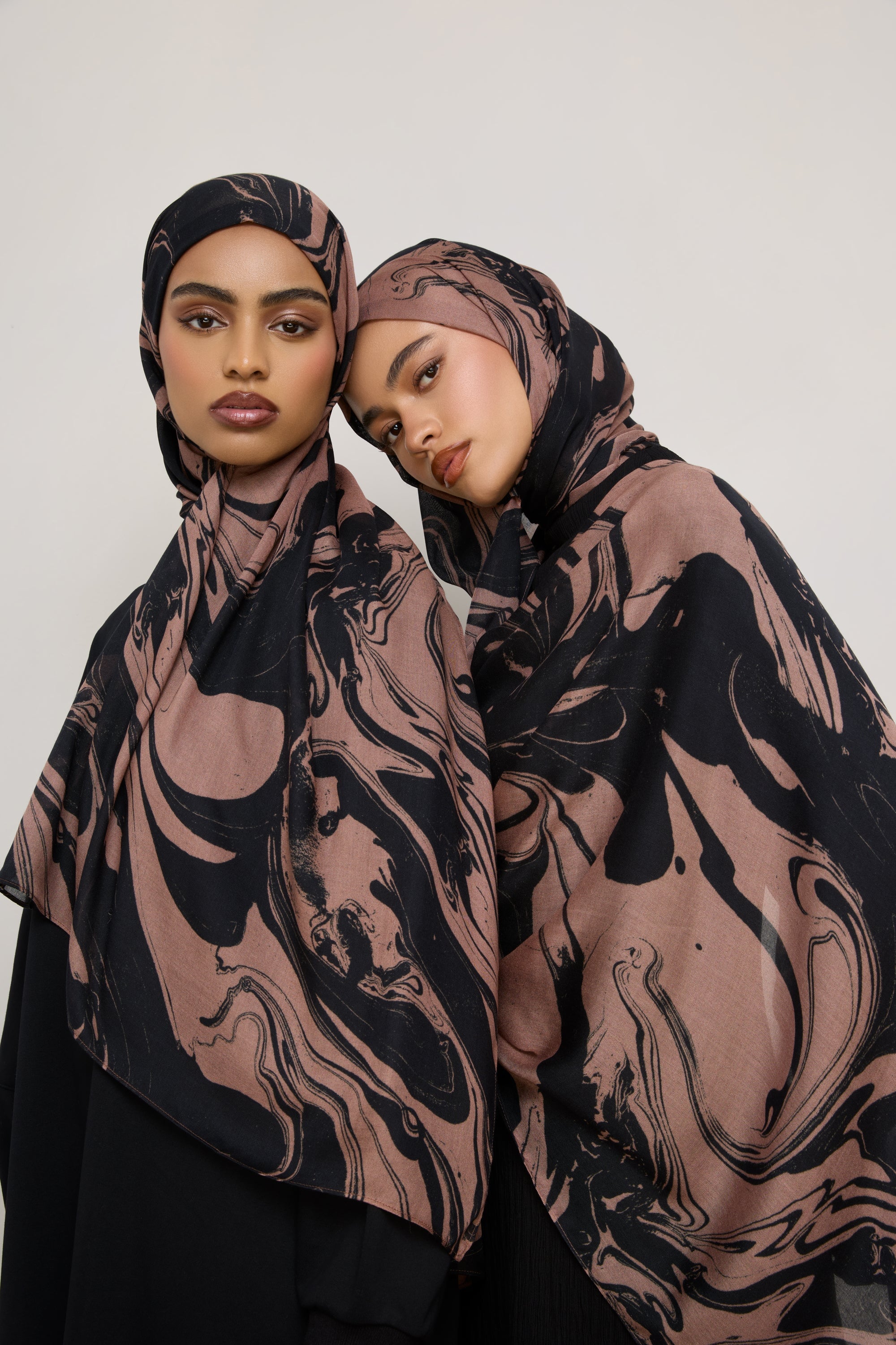 Printed Modal Hijab - Mocha Swirl - Image 5