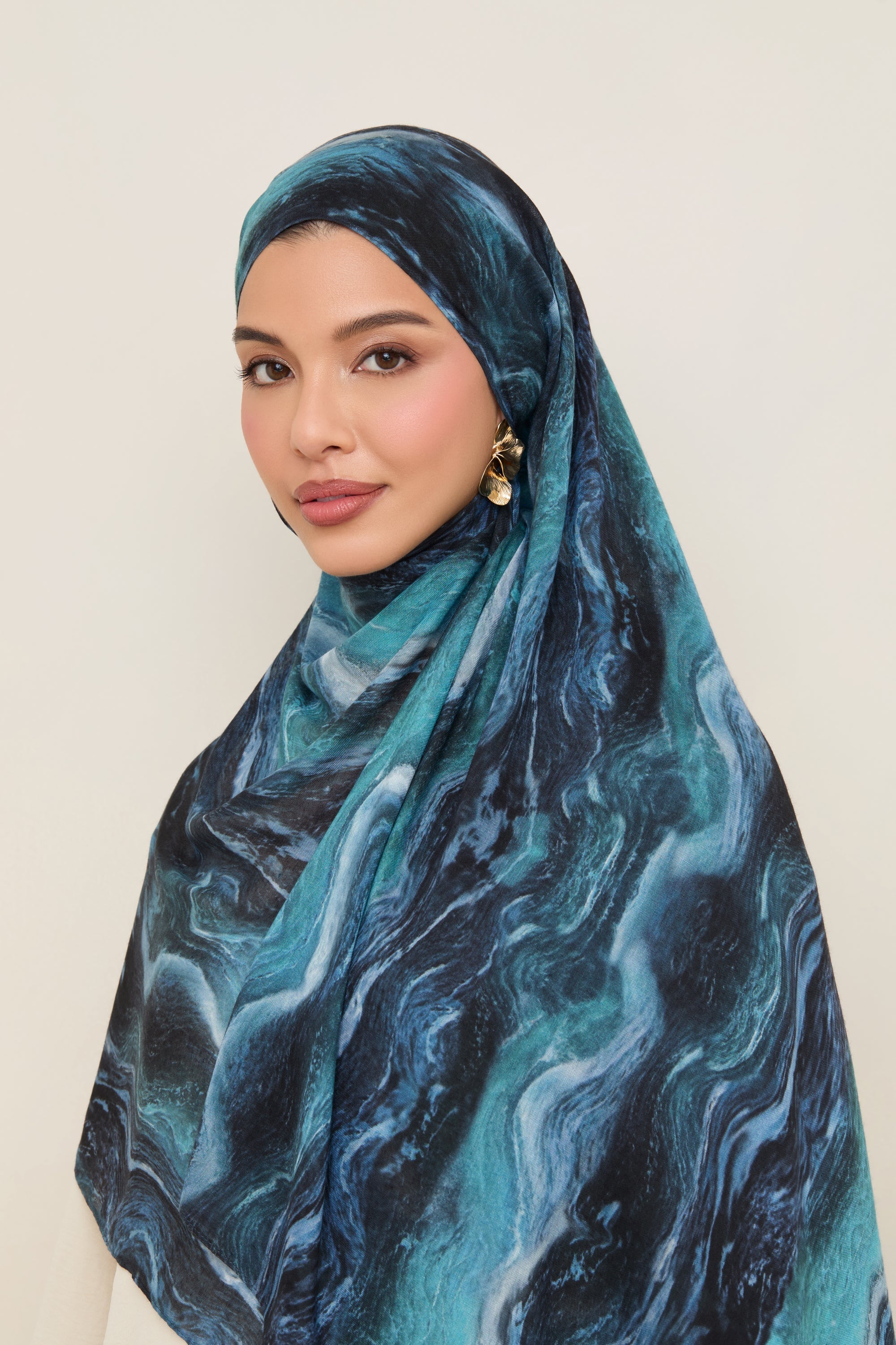 Printed Modal Hijab - Ocean Ripple - Image 3