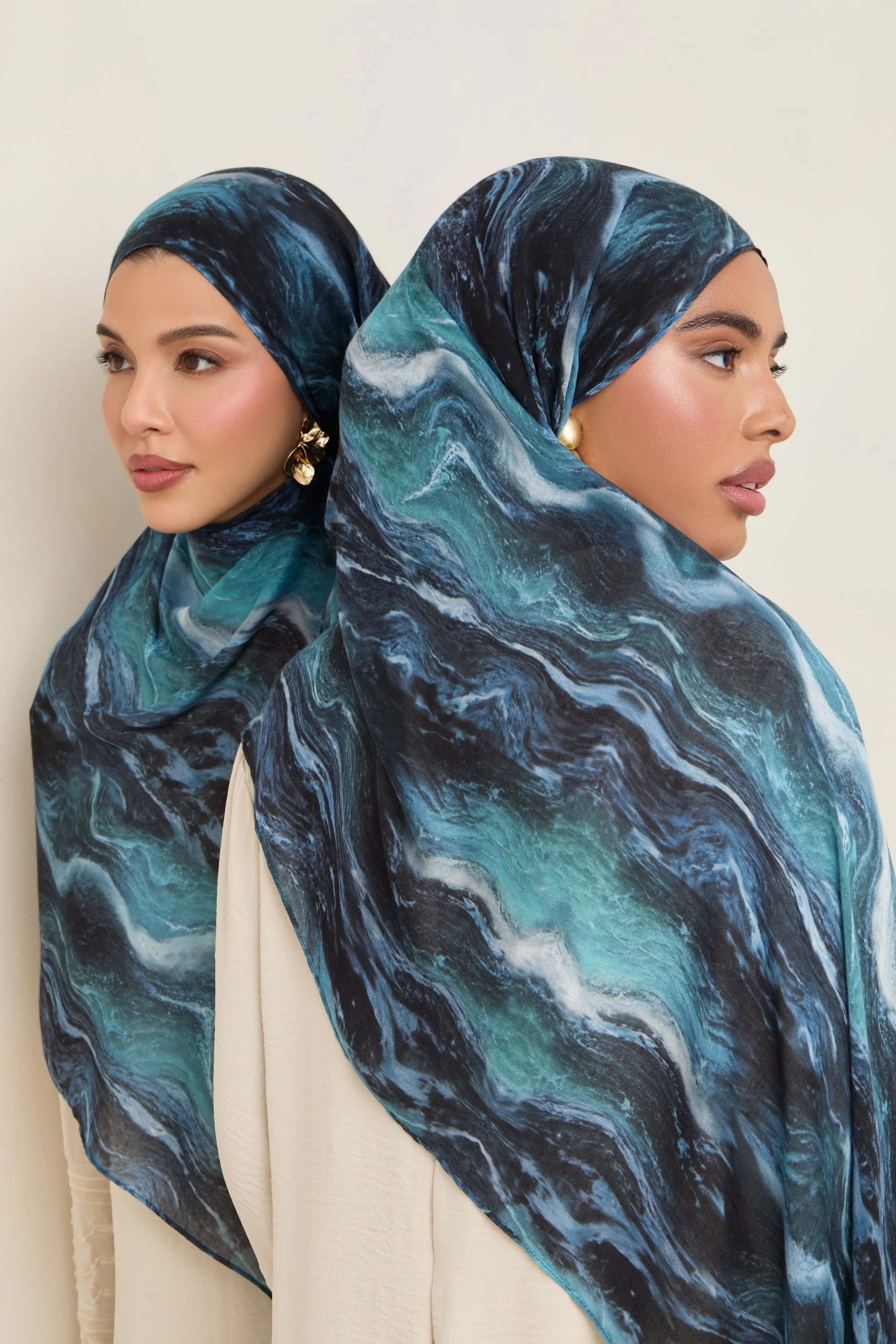 Printed Modal Hijab - Ocean Ripple - Image 4