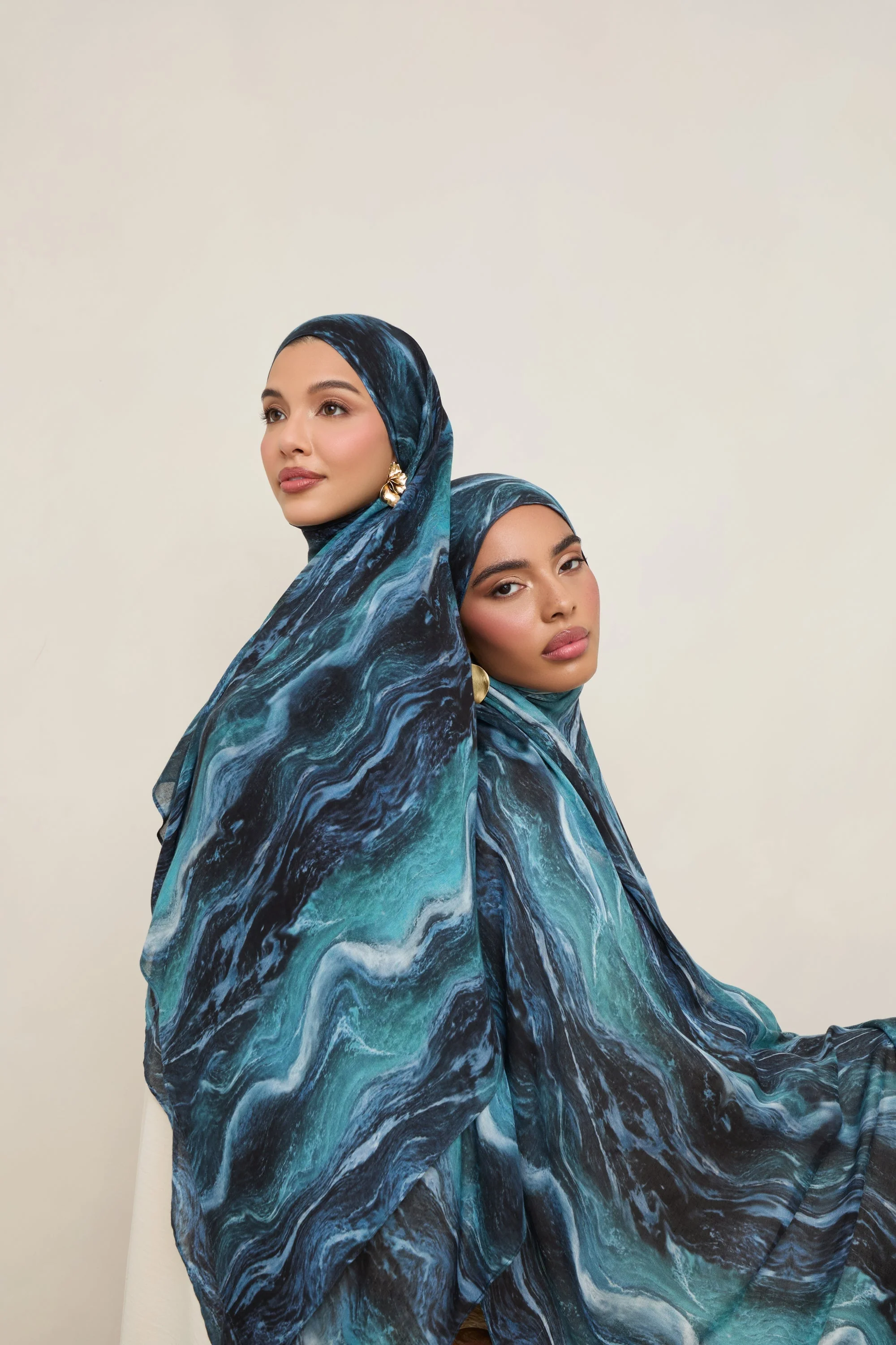 Printed Modal Hijab - Ocean Ripple - Image 6