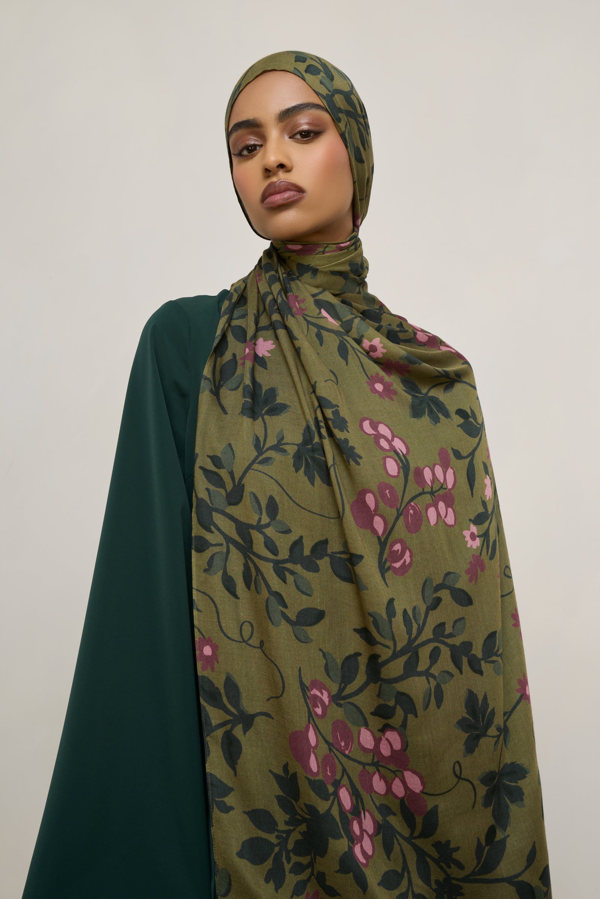 Printed Modal Hijab - Olive Rose
