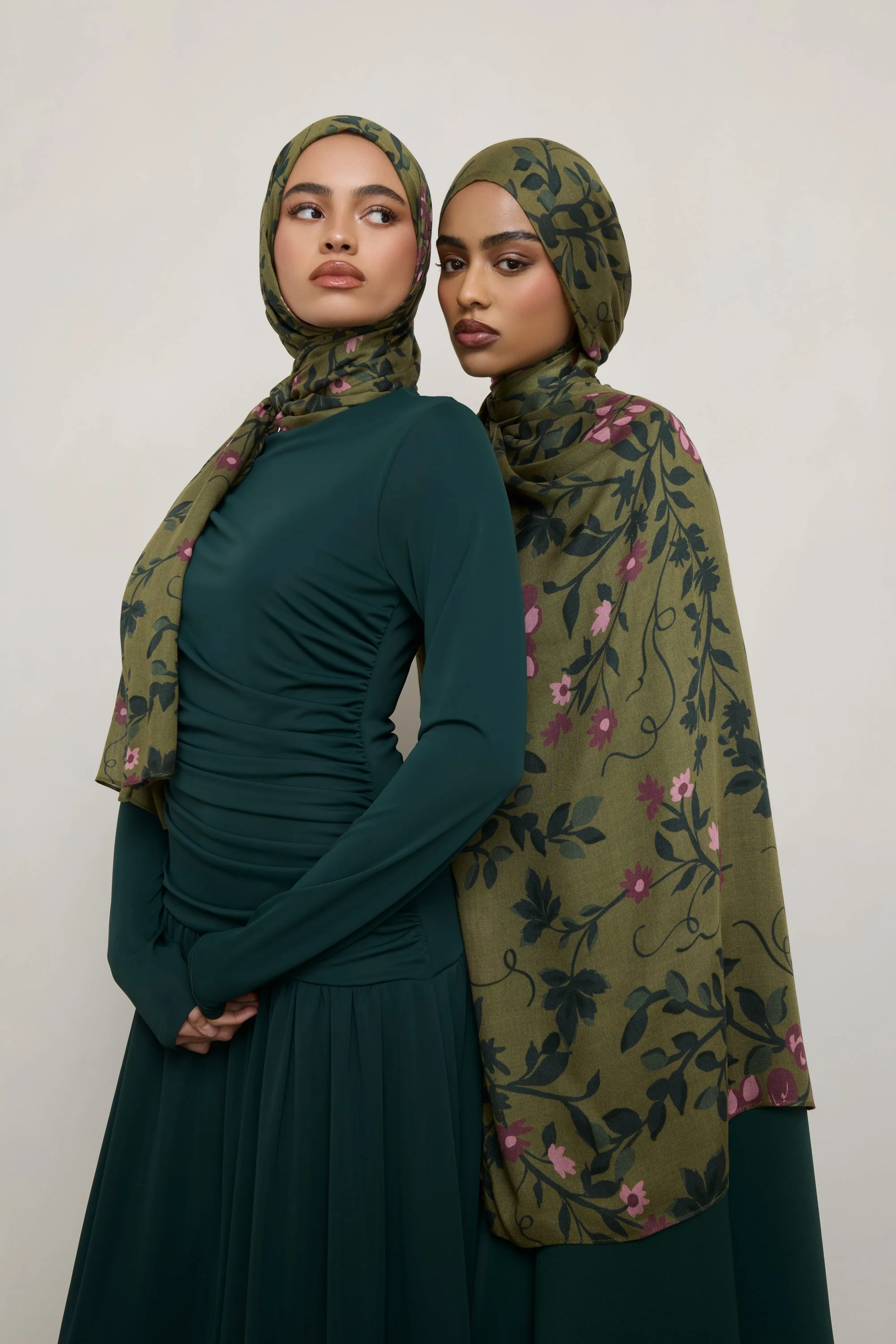Printed Modal Hijab - Olive Rose - Image 3