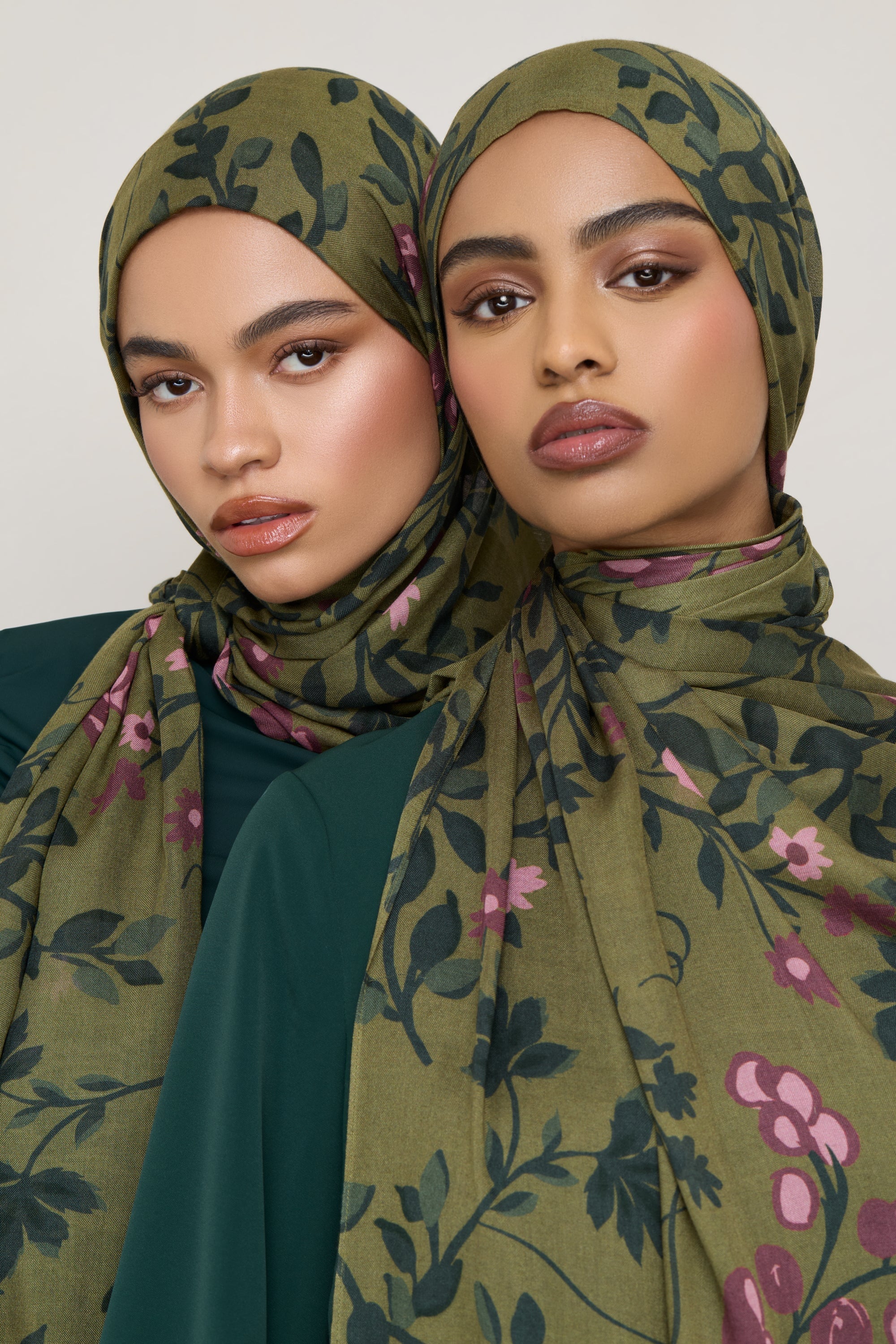 Printed Modal Hijab - Olive Rose - Image 5