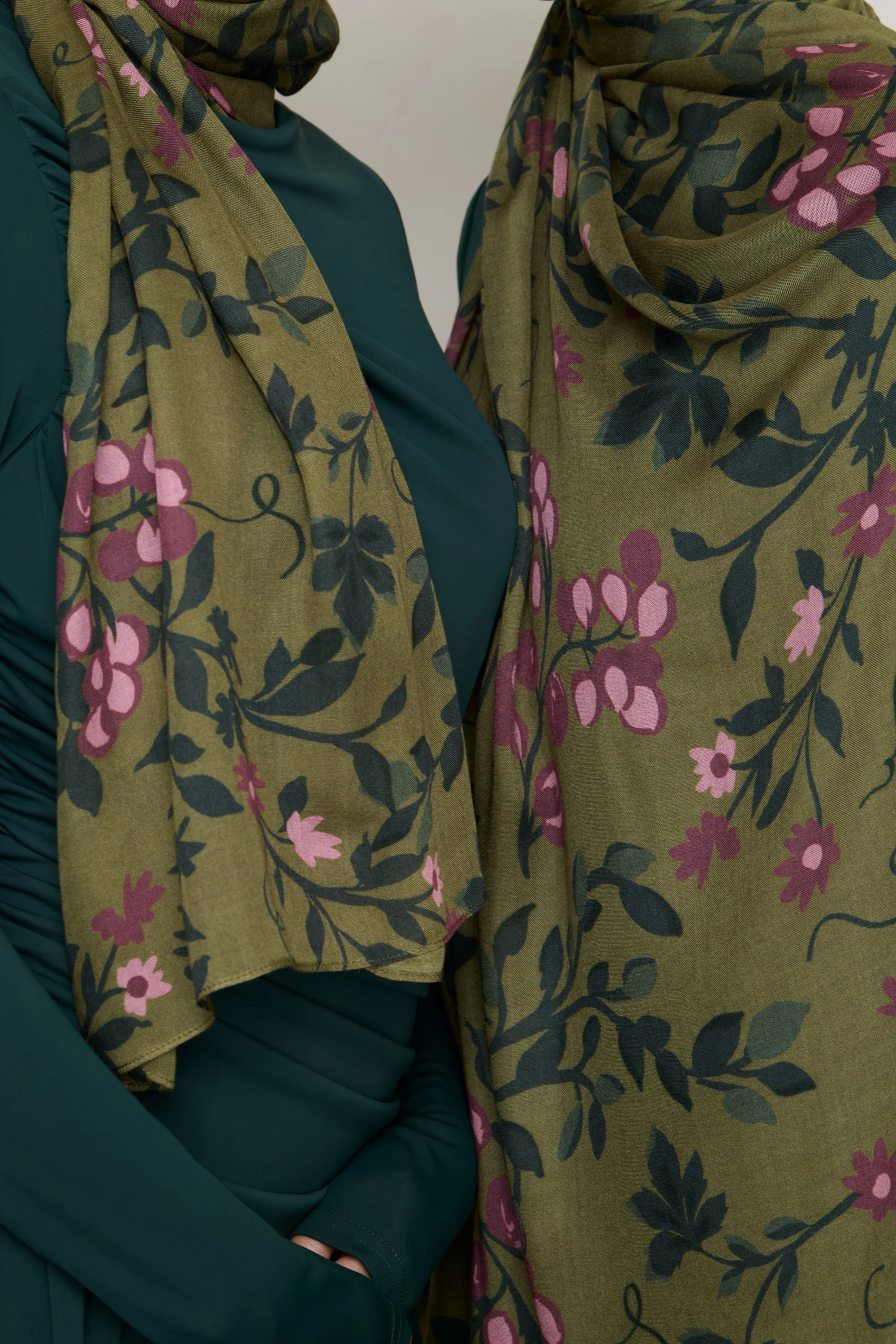 Printed Modal Hijab - Olive Rose - Image 6