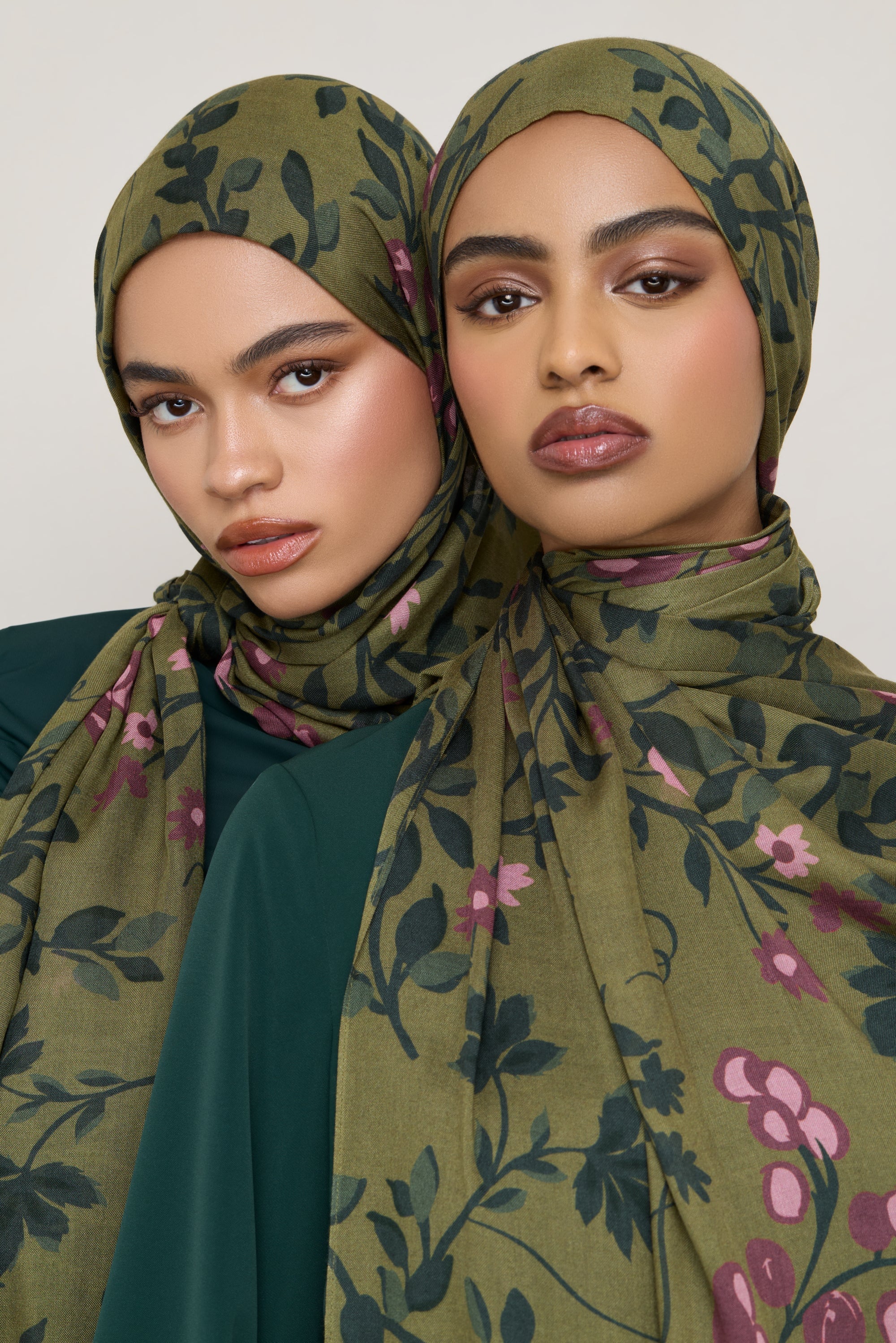 Printed Modal Hijab - Olive Rose - Image 7