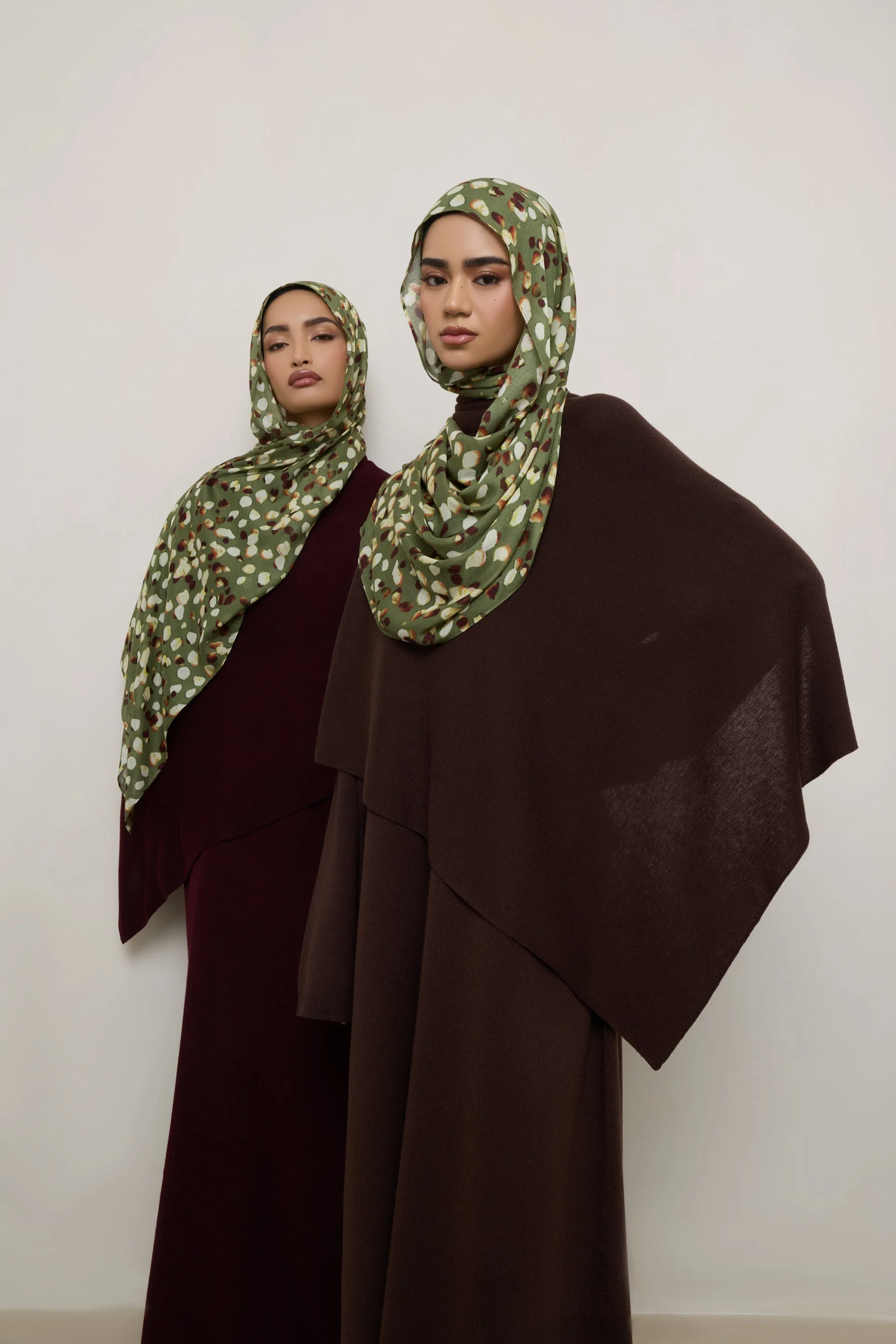 Printed Modal Hijab - Olive Sauvage - Image 3