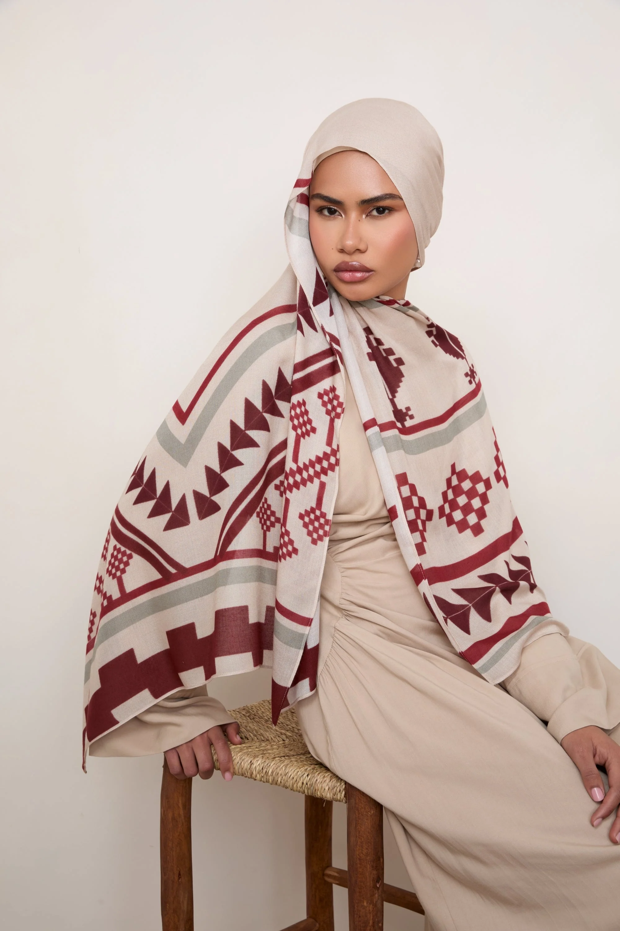 Printed Modal Hijab - Palestine Heritage - Image 3