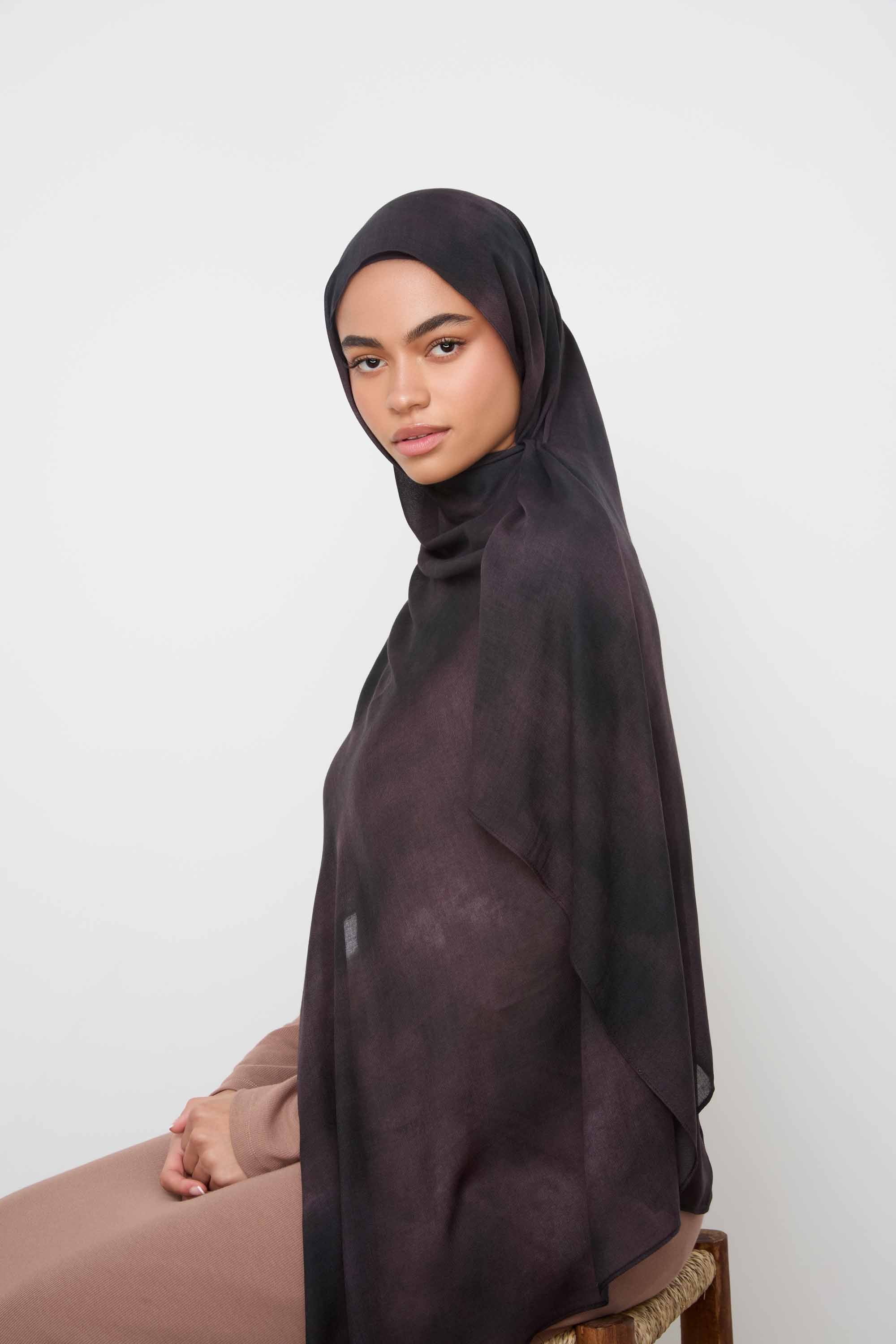 Printed Modal Hijab - Smoky Plum - Image 5