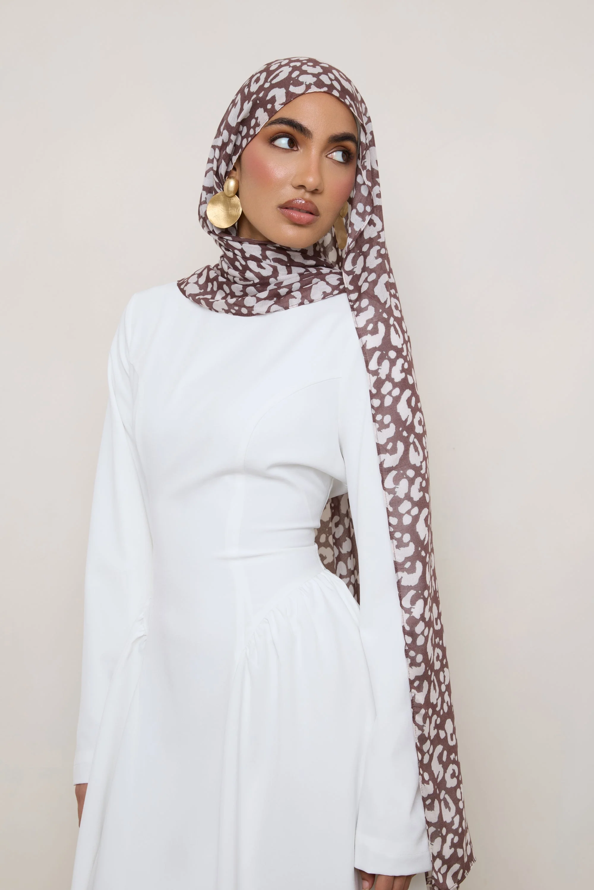Printed Modal Hijab - Stone Leopard - Image 6
