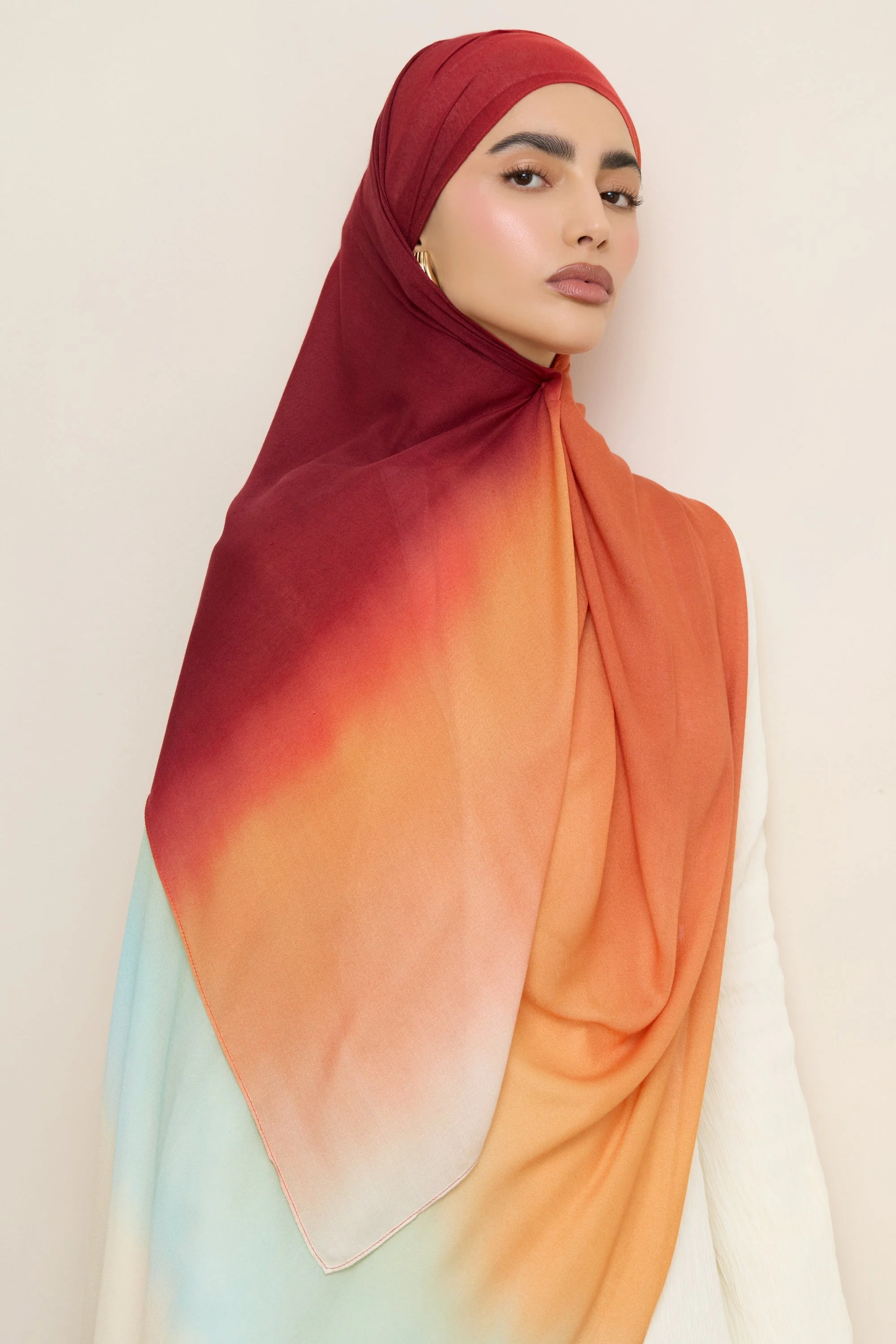 Printed Modal Hijab - Summer Ombre Drip - Image 3