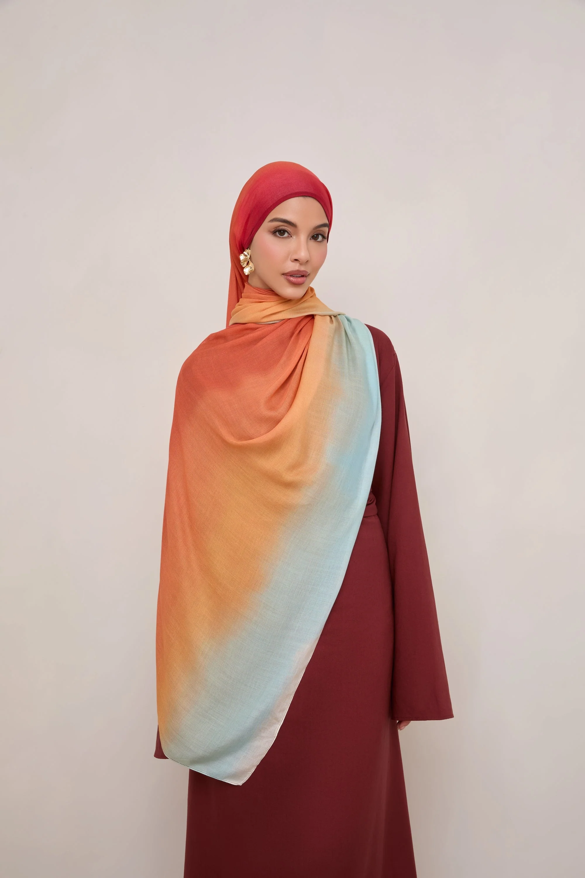 Printed Modal Hijab - Sunset Ombre - Image 3