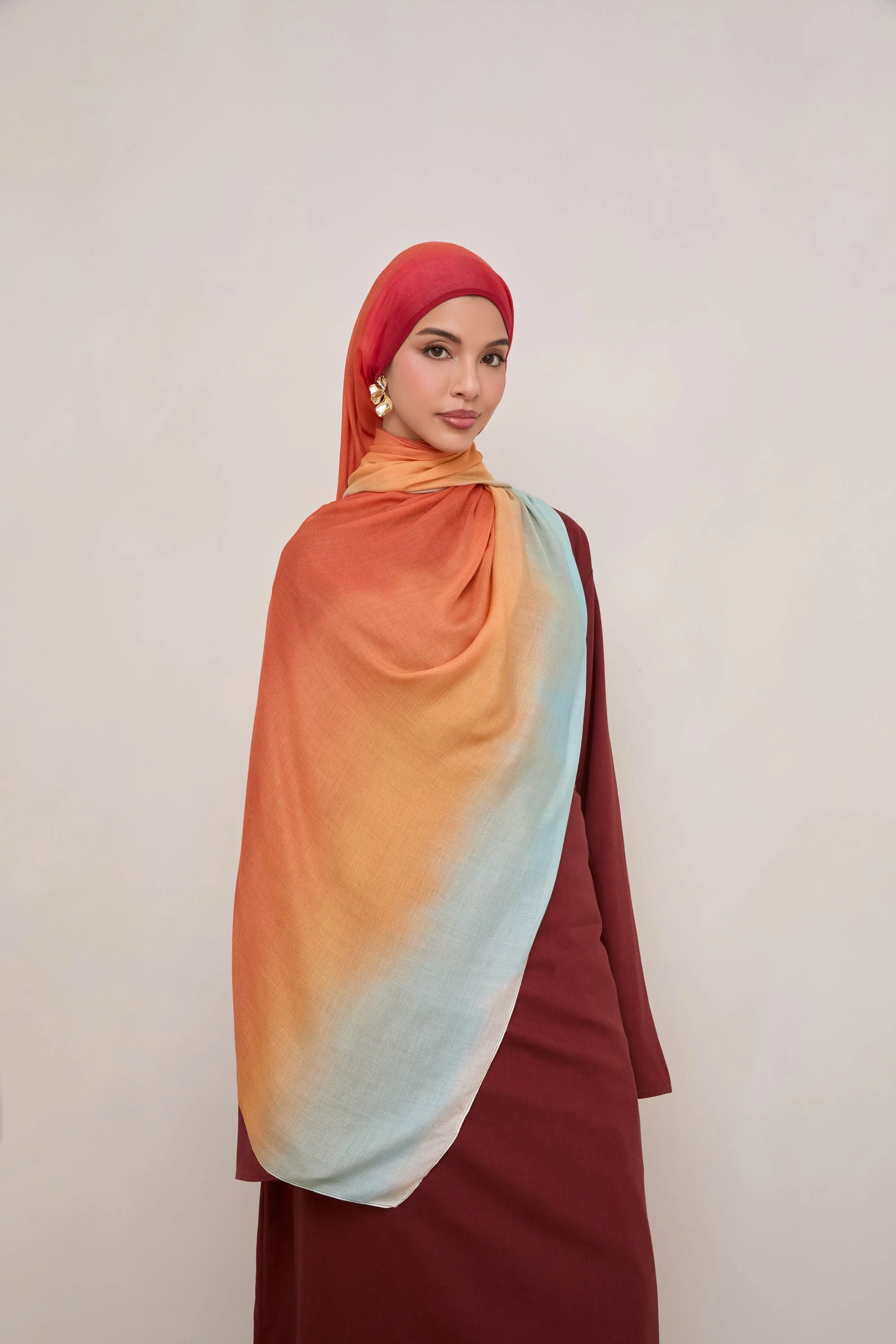 Printed Modal Hijab - Sunset Ombre - Image 4