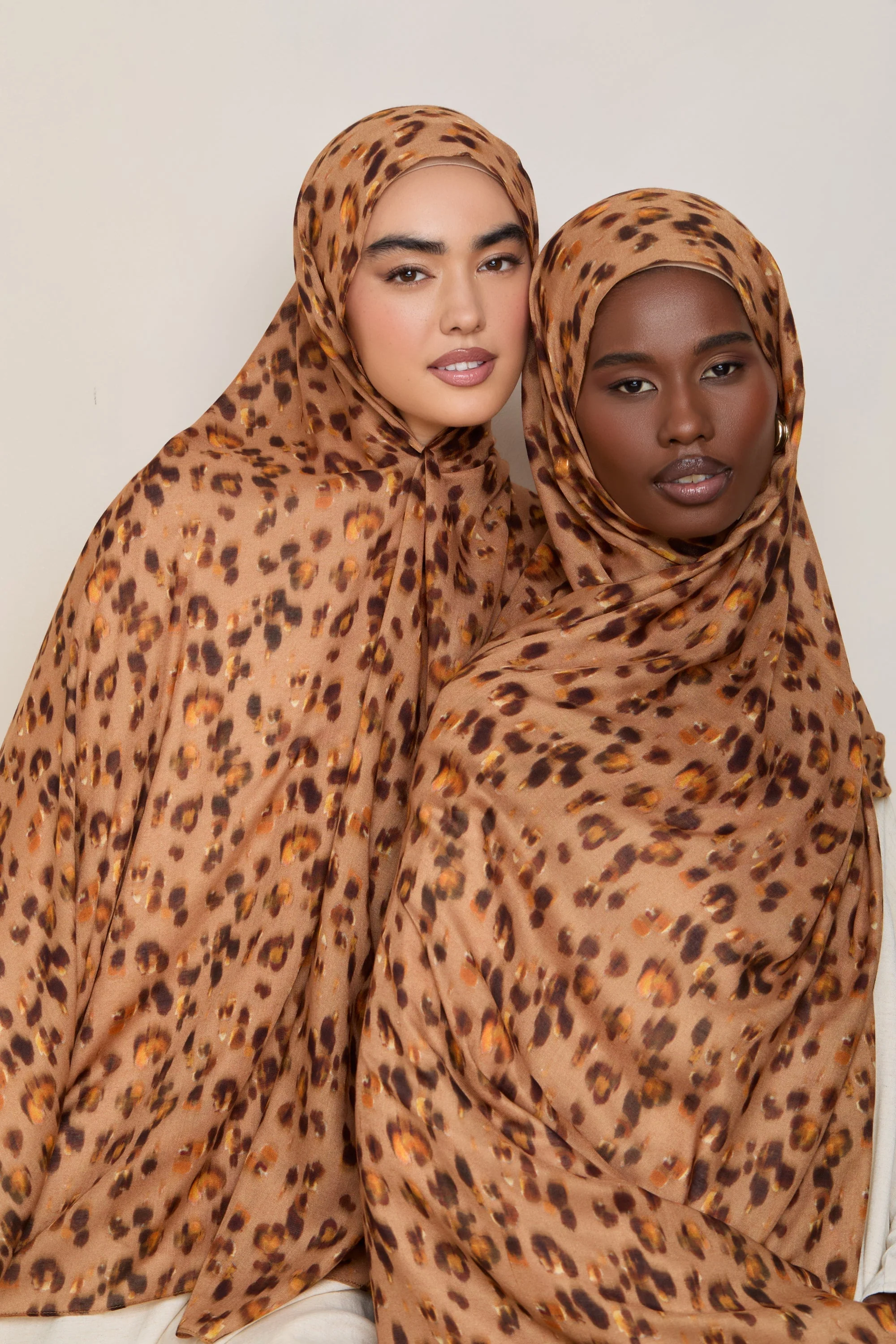 Printed Modal Hijab - Tan Leopard Bloom - Image 5
