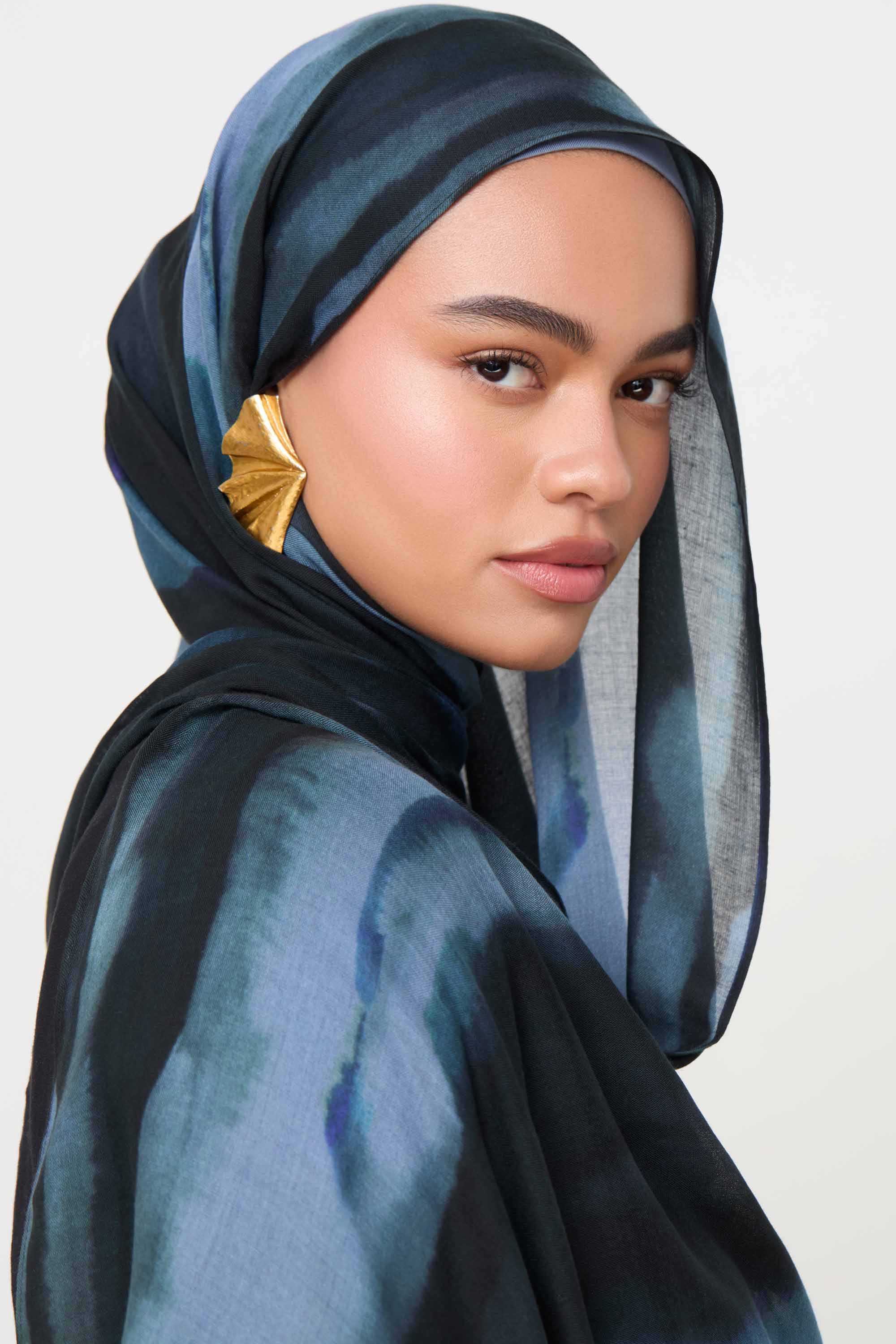 Printed Modal Hijab - Twilight Waves - Image 2