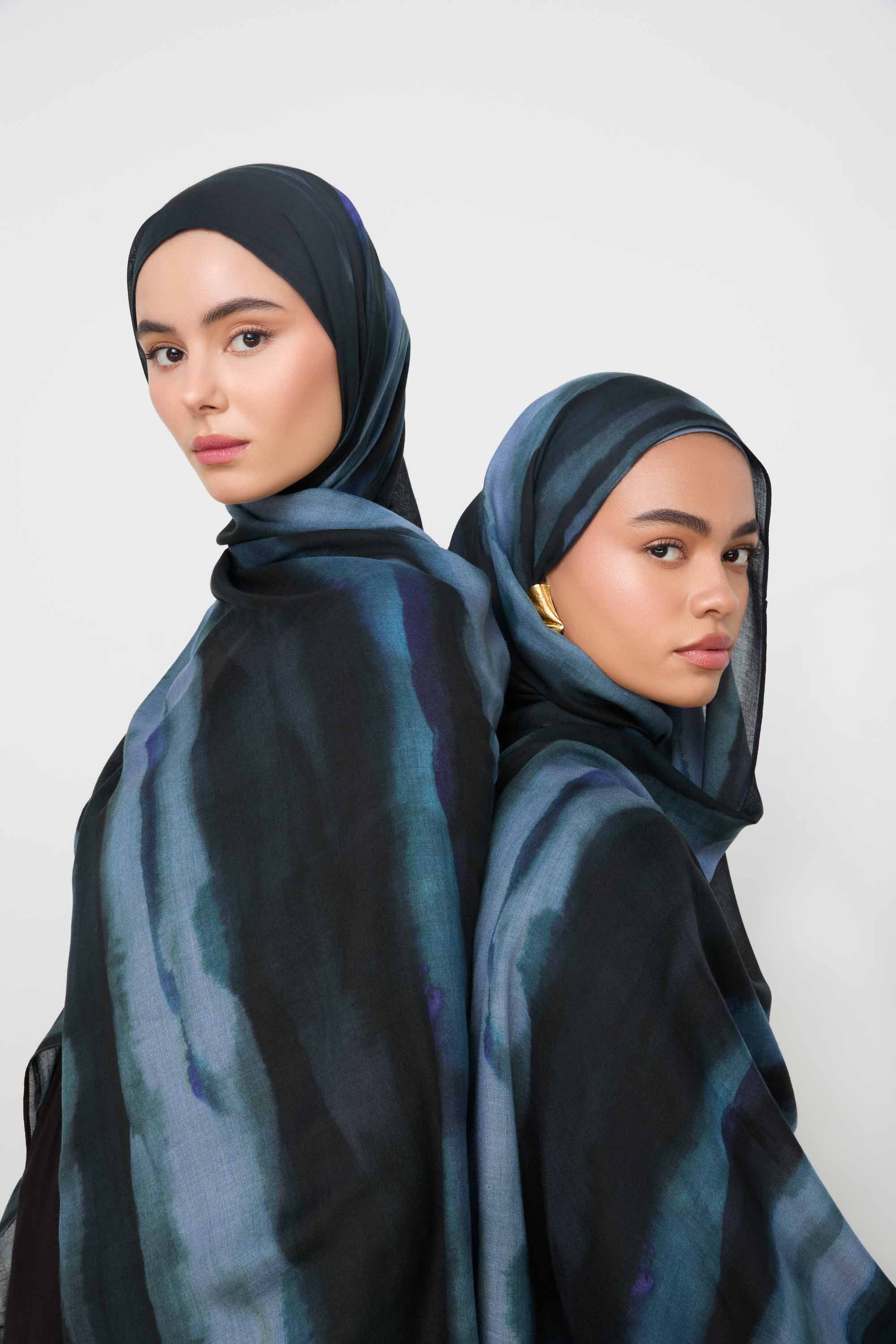 Printed Modal Hijab - Twilight Waves - Image 4