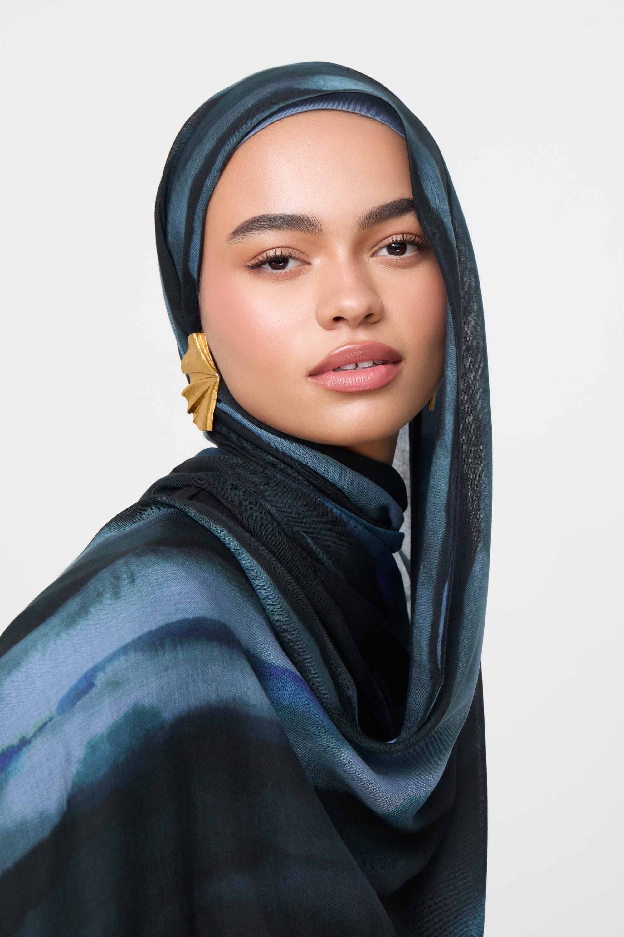 Printed Modal Hijab - Twilight Waves - Image 6