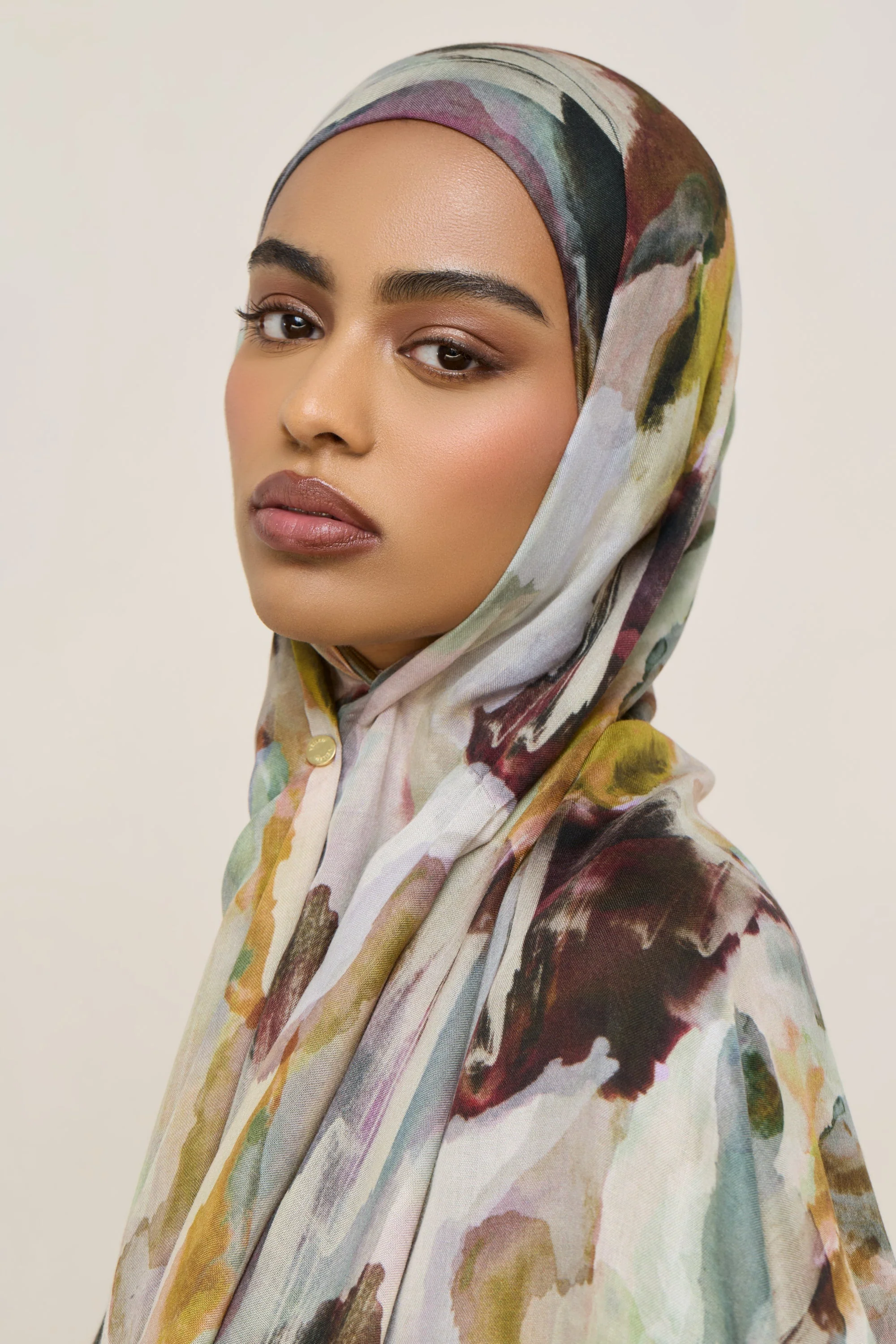Printed Modal Hijab - Watercolor Oasis - Image 2