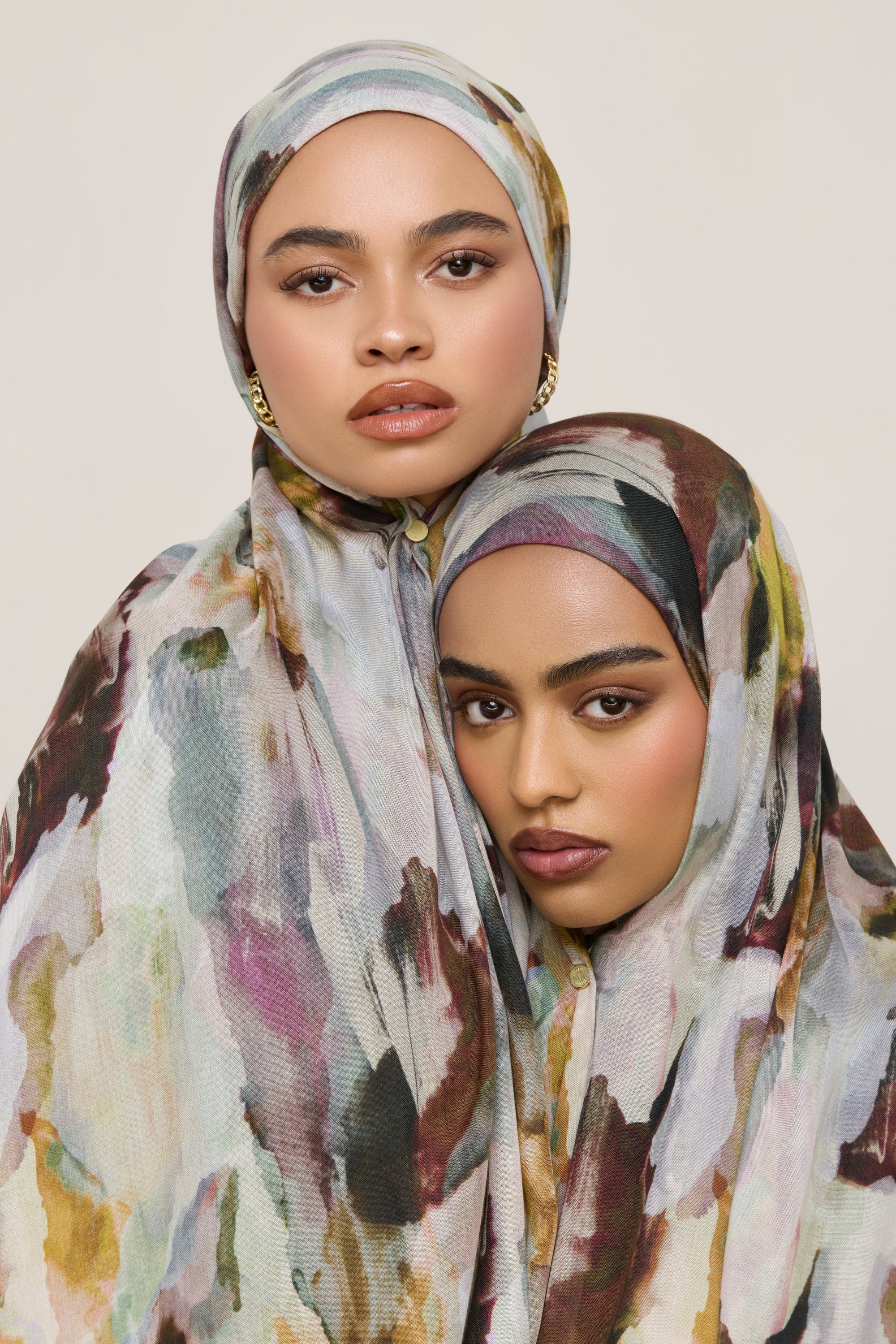 Printed Modal Hijab - Watercolor Oasis - Image 4