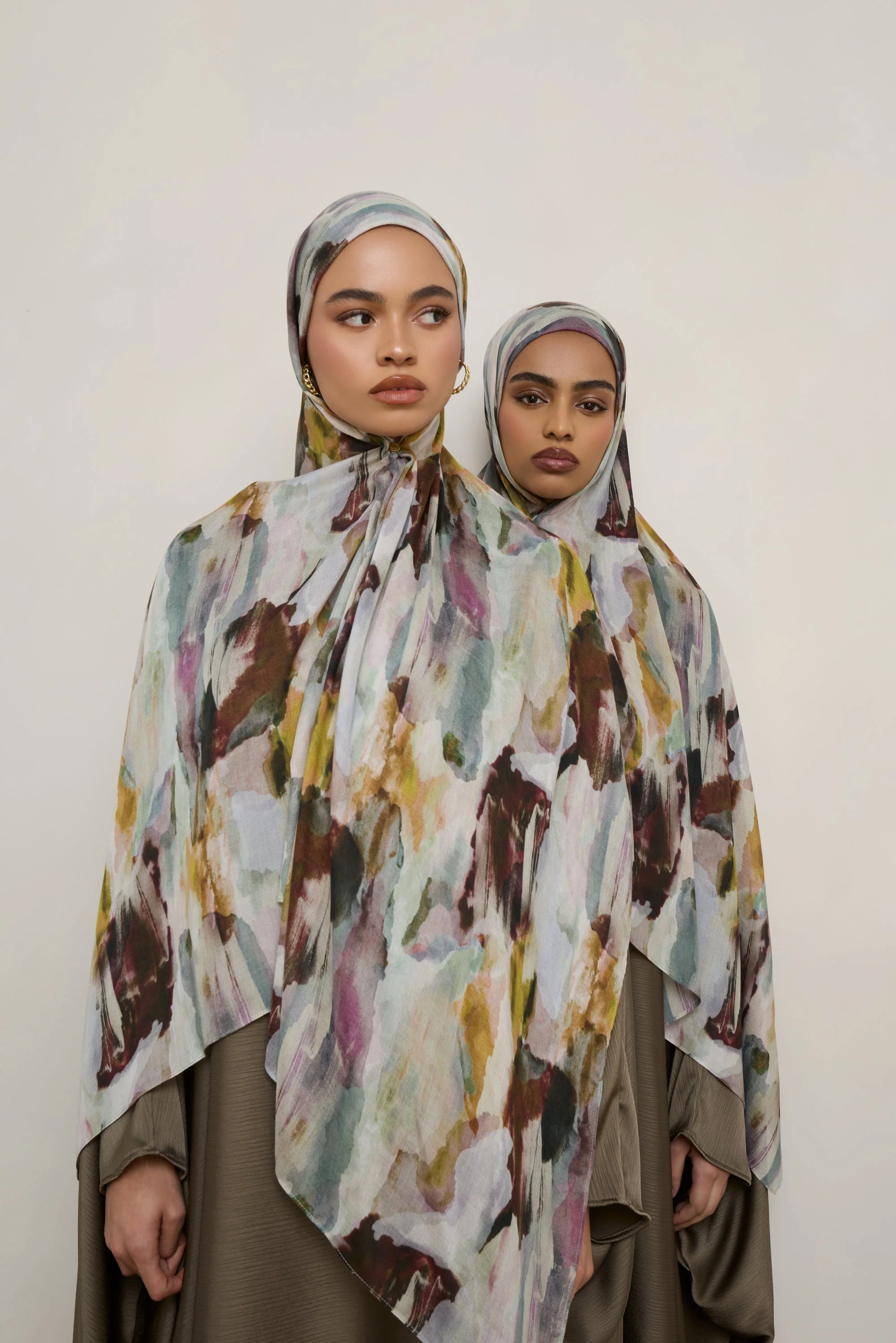 Printed Modal Hijab - Watercolor Oasis - Image 5
