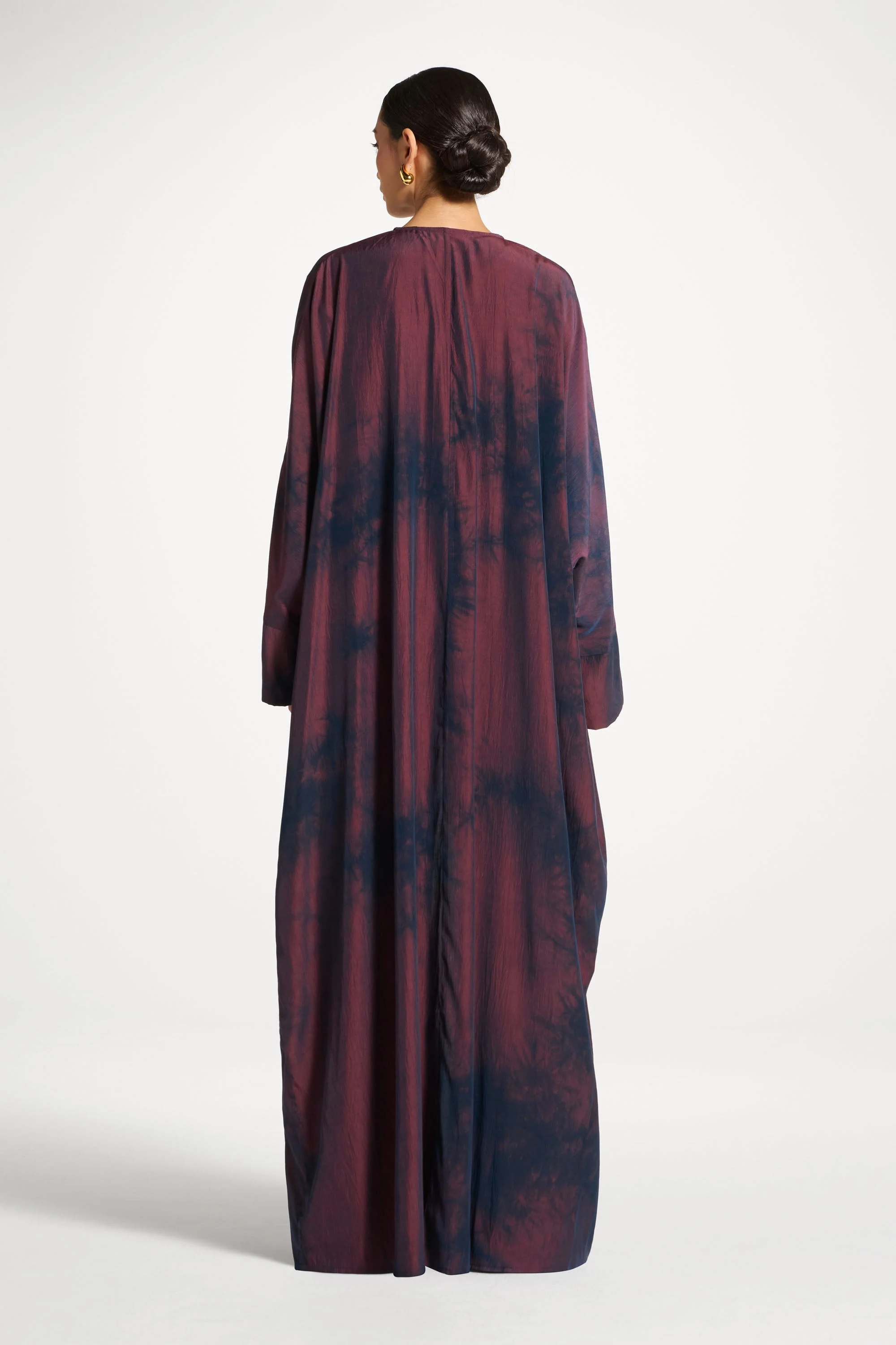 Printed Open Abaya - Black Ember - Image 5