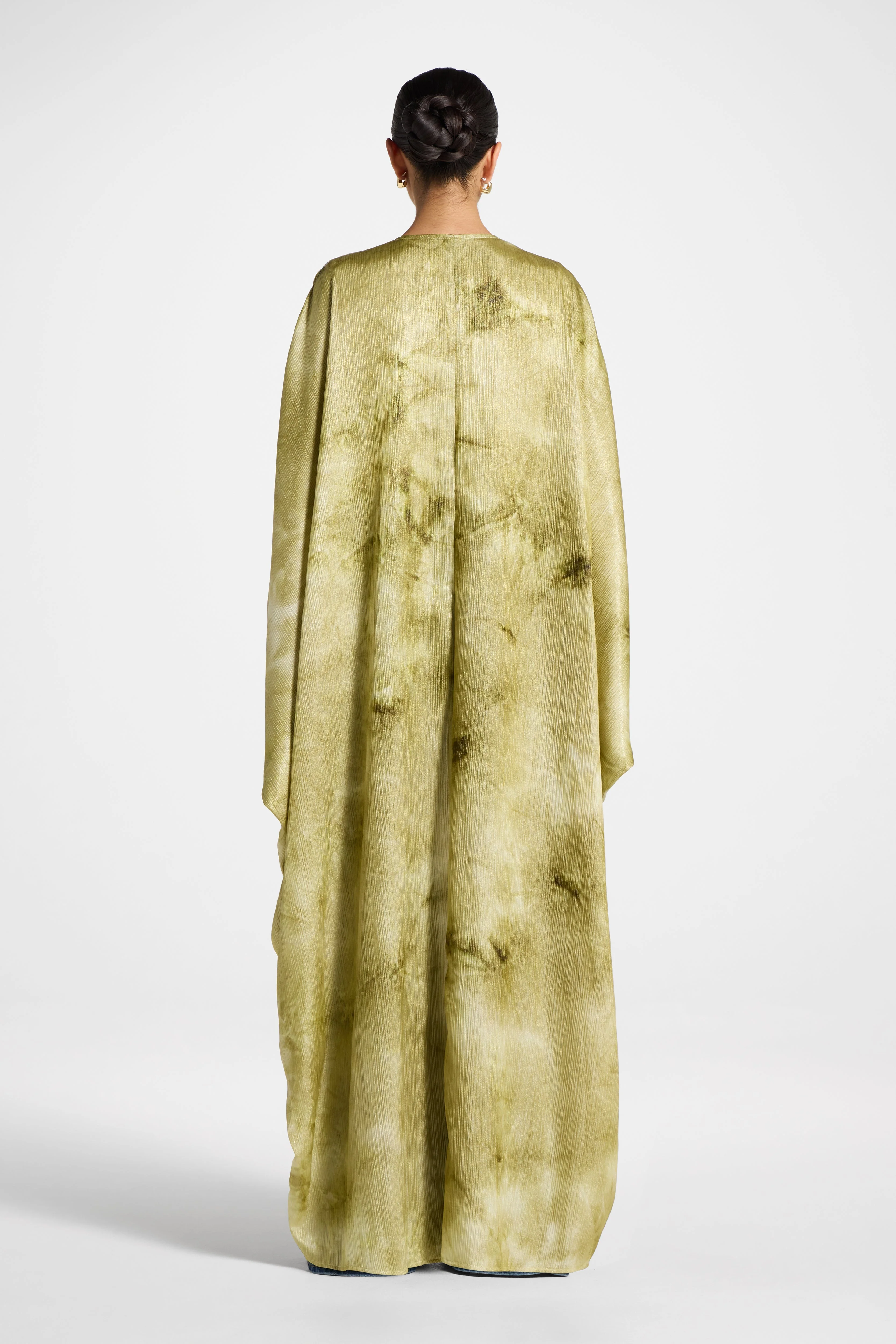 Printed Open Abaya - Sage - Image 7