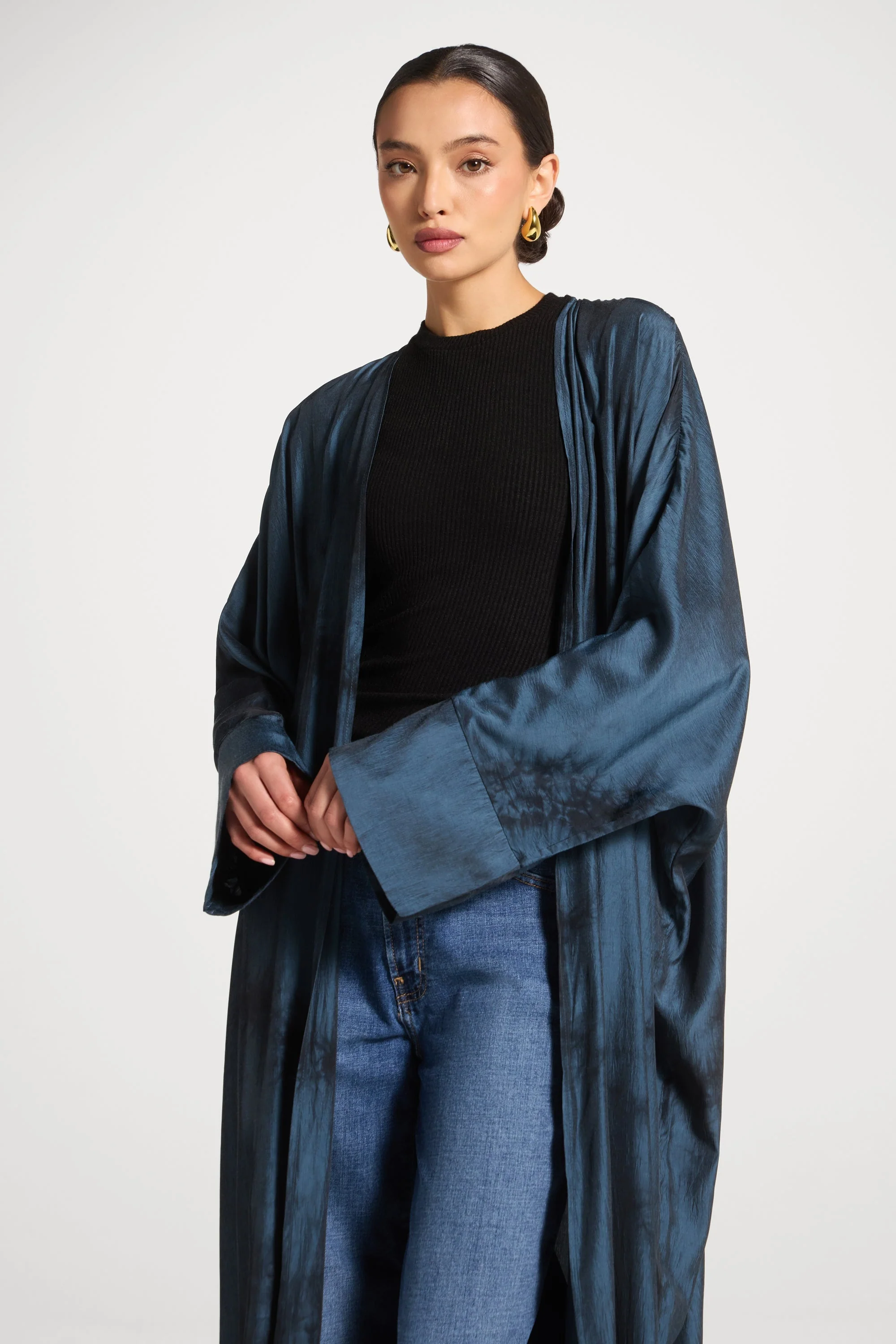 Printed Open Abaya - Twilight - Image 3